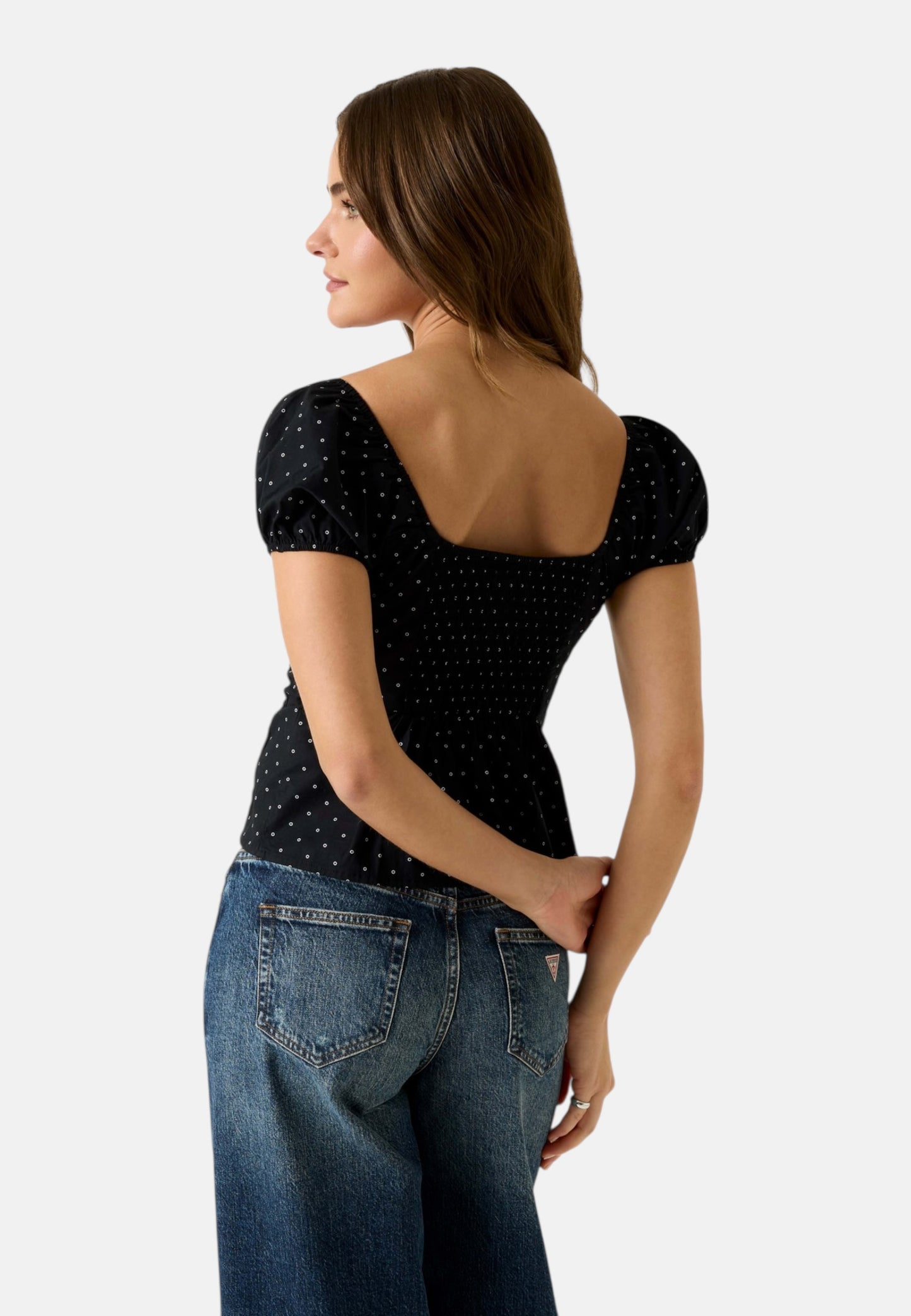 Blusa Manica Corta Donna Guess Pois Gj Pleated Button Up W6GHC6WO951