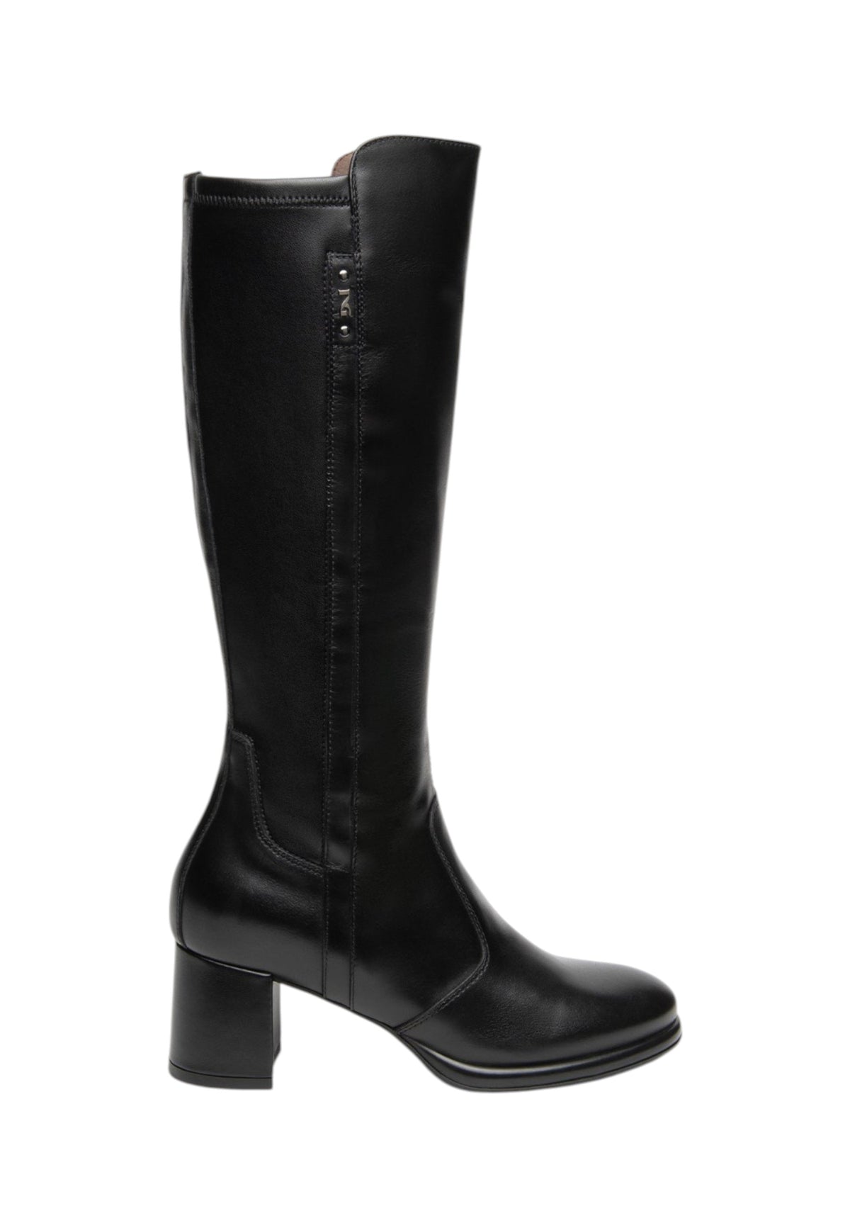Stivali Con Tacco Donna Nero Giardini Tomaia in pelle, gambale lineare, punta affusolata, chiusura laterale con zip, tacco largo, Made in Italy  I617697D