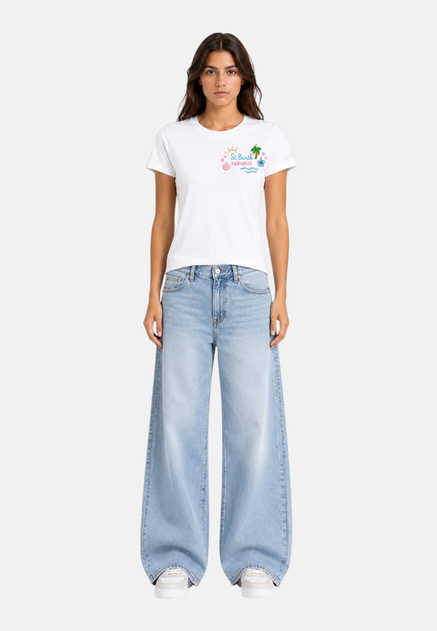 T-Shirt Manica Corta Donna Mc2 Saint Barth Sb Paradise Charm Emb Emilie EMI0001