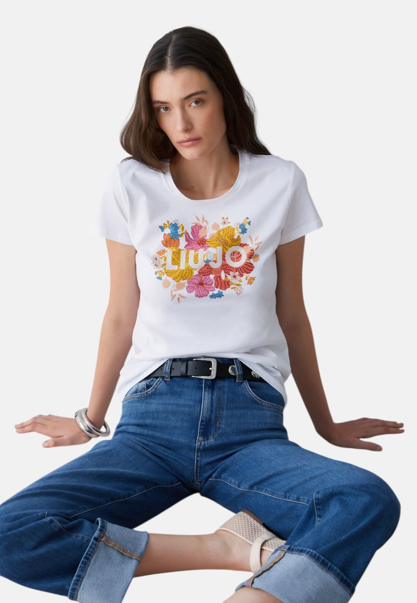 T-Shirt Manica Corta Donna Liu Jo Liujo Red Blooming Eco Line WA6493JS923