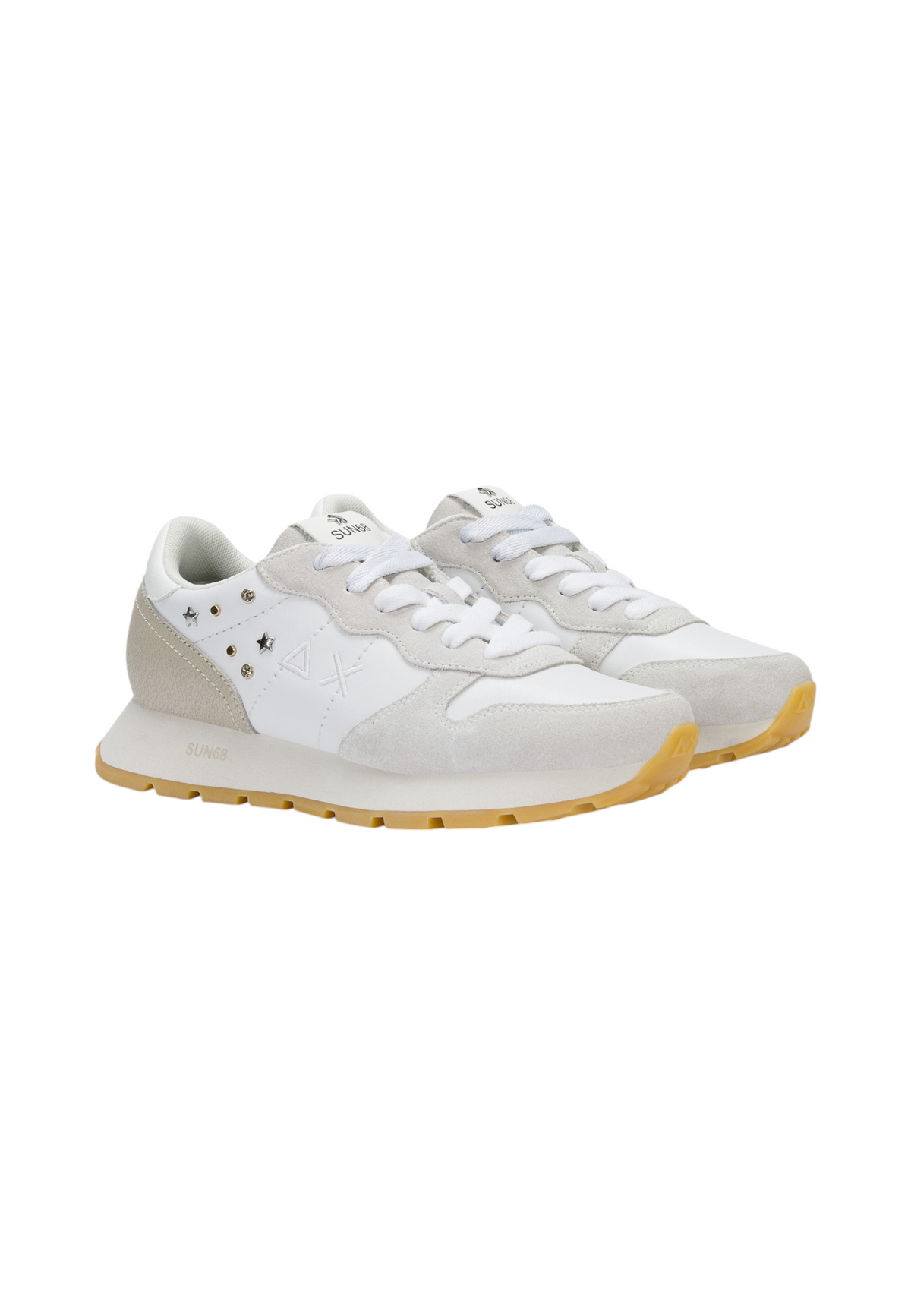Sneakers Basse Donna Sun68 Stile Running, Nylon E Suede, Borchie Ally Studs Z46206