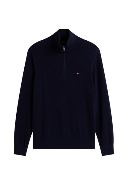 Maglione Collo Alto Uomo Tommy Hilfiger Con Mezza Zip Organic Cotton Cashmere Pima MW0MW28049