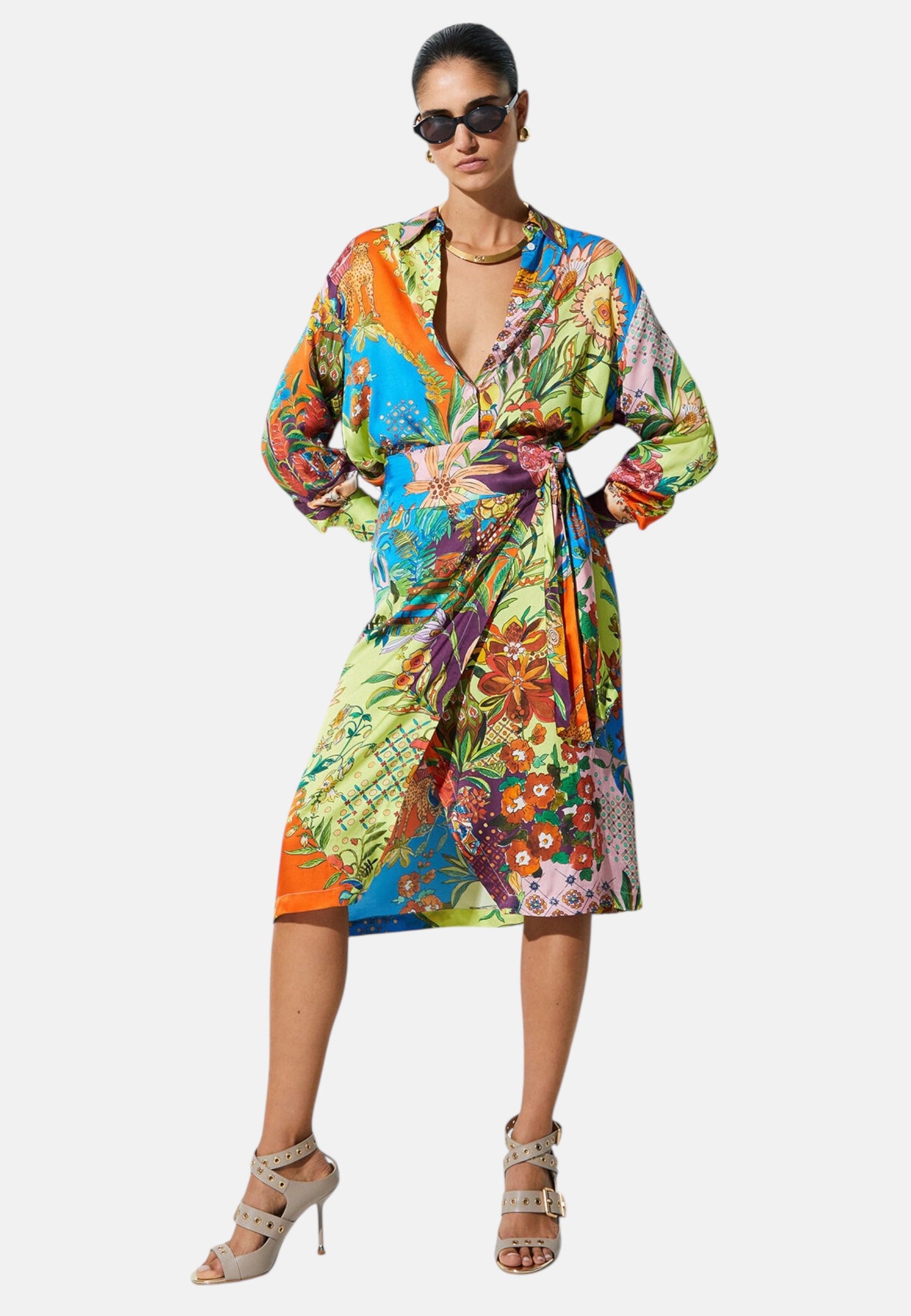 Gonna Midi Donna Liu Jo Tessuto Navetta Rainbow Tiger Eco Line WA6483T471A