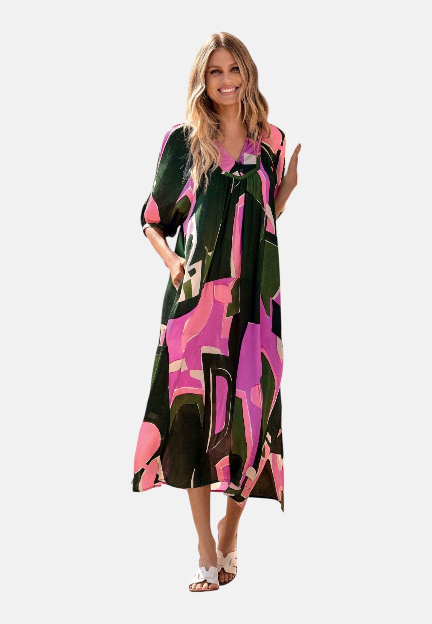 Vestito Lungo Donna Iconique Caftano Puffy Sleeves Helena IC26-101