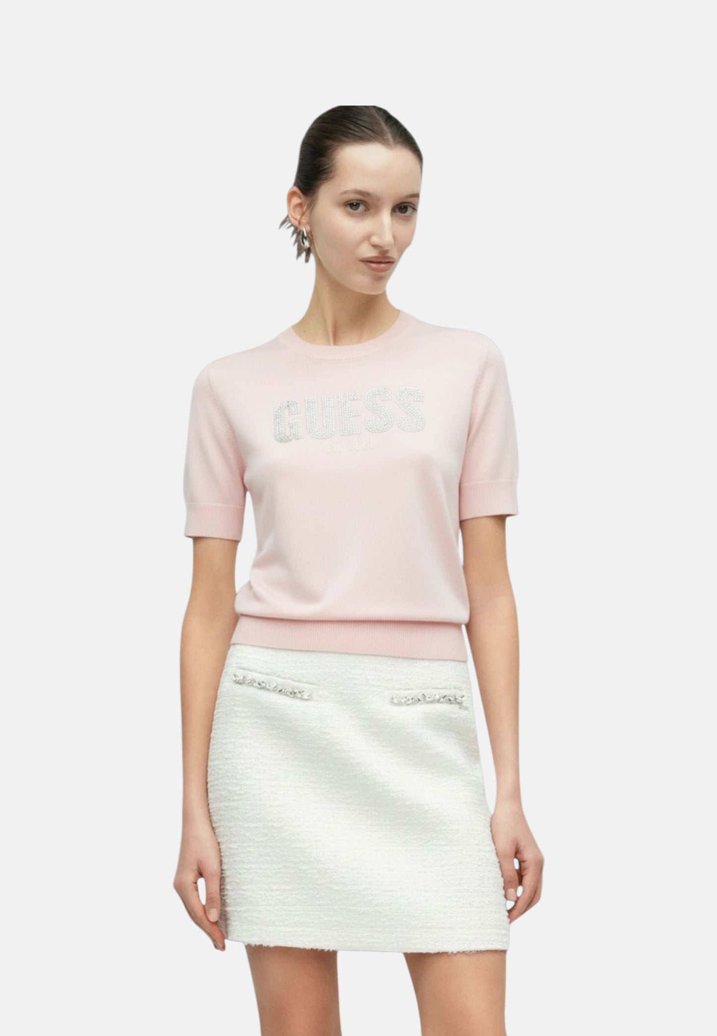 Maglia A Girocollo Donna Guess Manica Corta Norah Logo W6RR47Z2NQ2