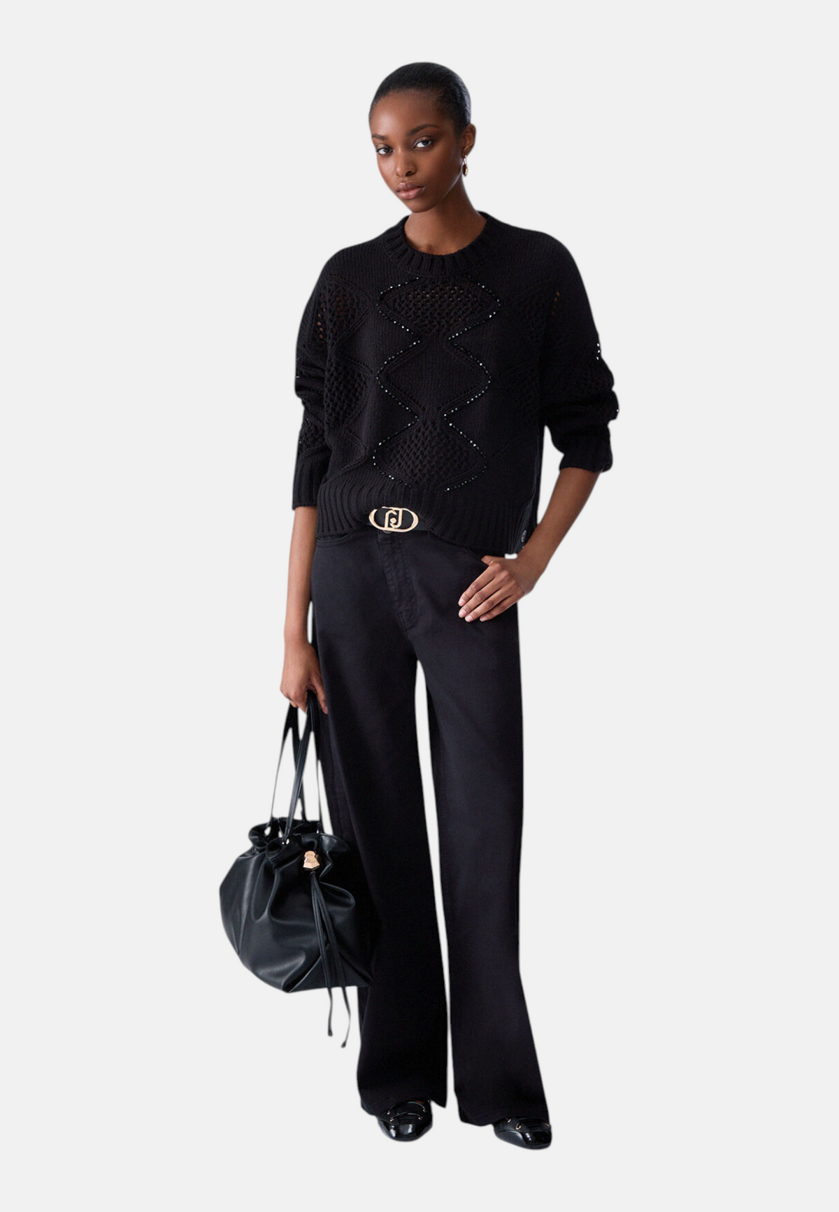 Maglia A Girocollo Donna Liu Jo Corta Con Ricamo  WF6286MA37R