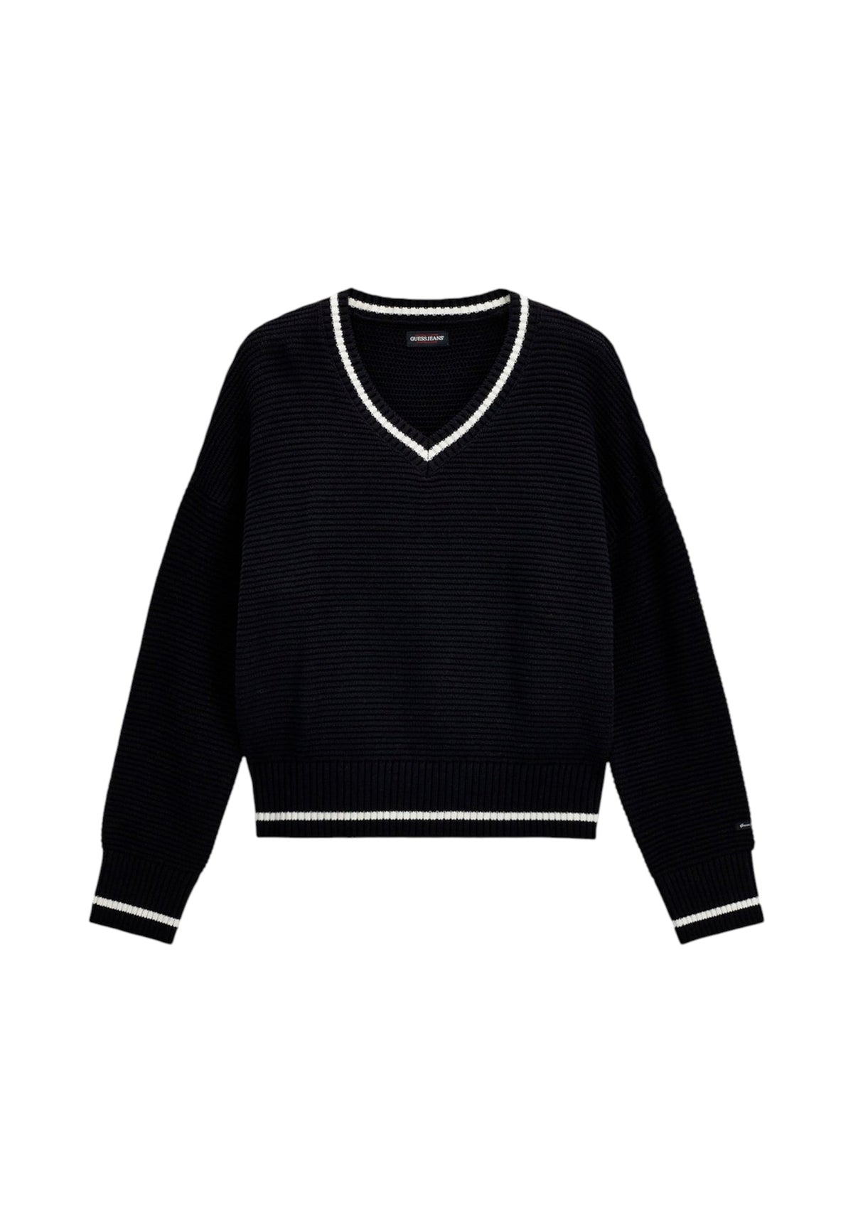 Maglione Scollo A V Donna Guess Righe, Maglia ottoman Gj W6YR01Z0847