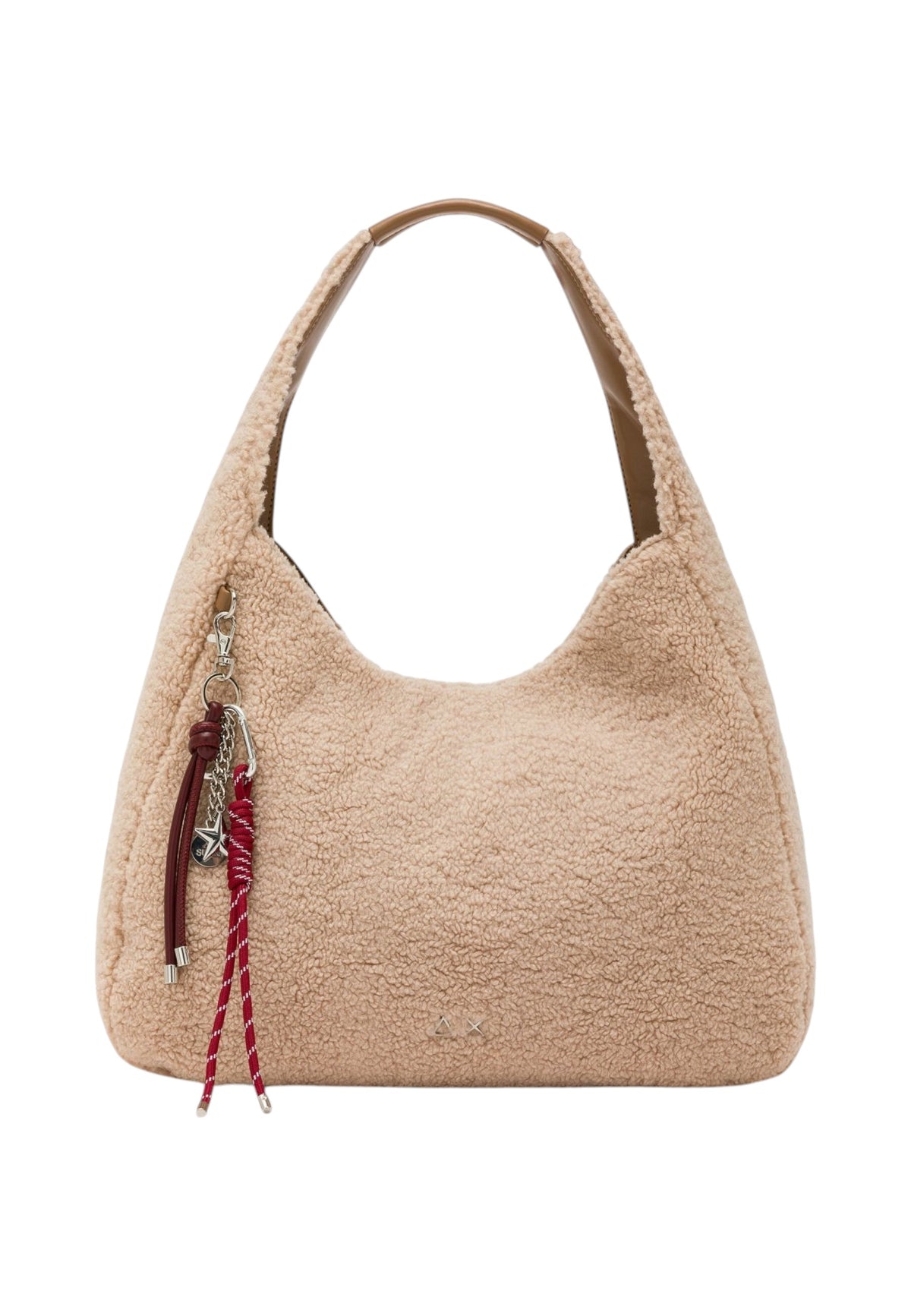Borsa A Spalla Donna Sun68 Hobo Bag Tessuto Teddy, Manico A Spalla, Chiusura Con Zip, Charm Logato, Ampio Scomparto Teddy Y46225