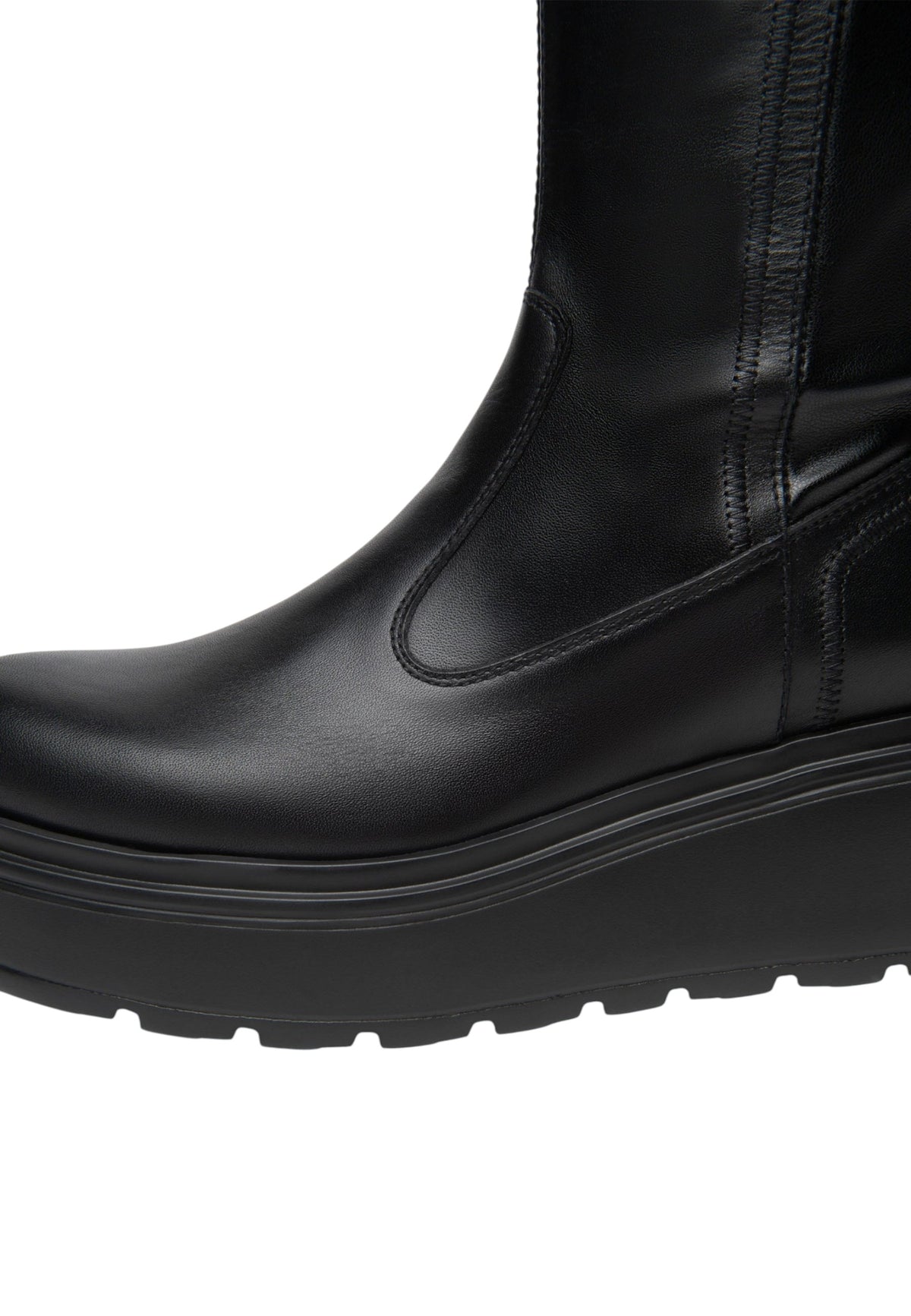 Stivali  Donna Nero Giardini Tomaia in pelle, gambale morbido, chiusura laterale con zip, punta tonda, suola platform, Made in Italy  I618113D