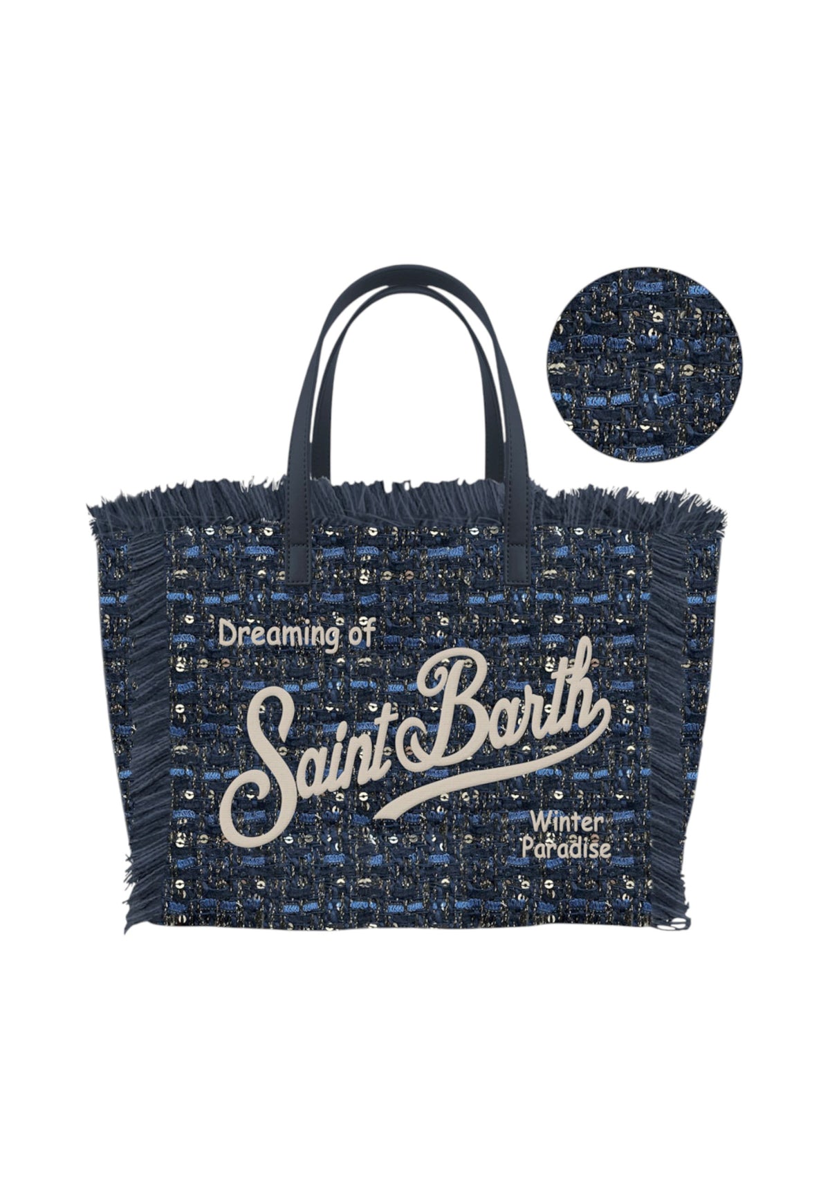 Borsa A Spalla Donna Mc2 Saint Barth Logo Sul Davanti, Doppi Manici, Bordo Sfrangiato, Il Logo Saint Barth Sul Davanti Colette Tweed N COL0050-SHINY