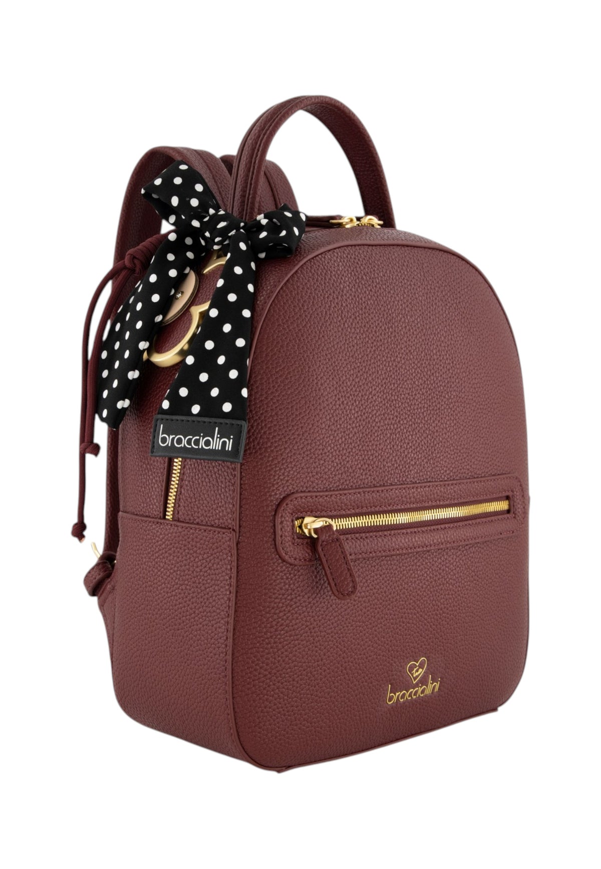 Zaino  Donna Braccialini Zaino compatto, Singolo con tracolle regolabili, Chiusura con zip, Due tasche interne, una con zip e una aperta, Charm removibile con margherita e fiocco a pois, Dimensioni: 27 x 11 x 31 Cm Beth B19223YY
