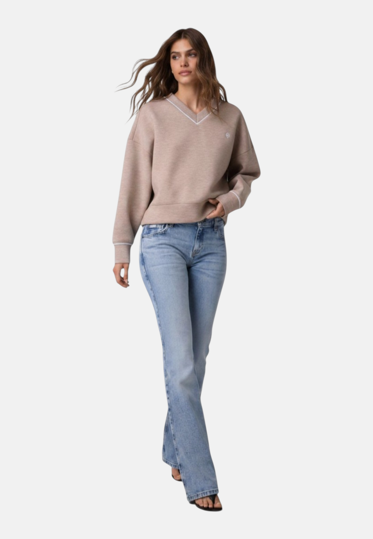 Felpa A Girocollo Donna Guess Cropped, Tessuto scuba Gj W6YQ12K3943