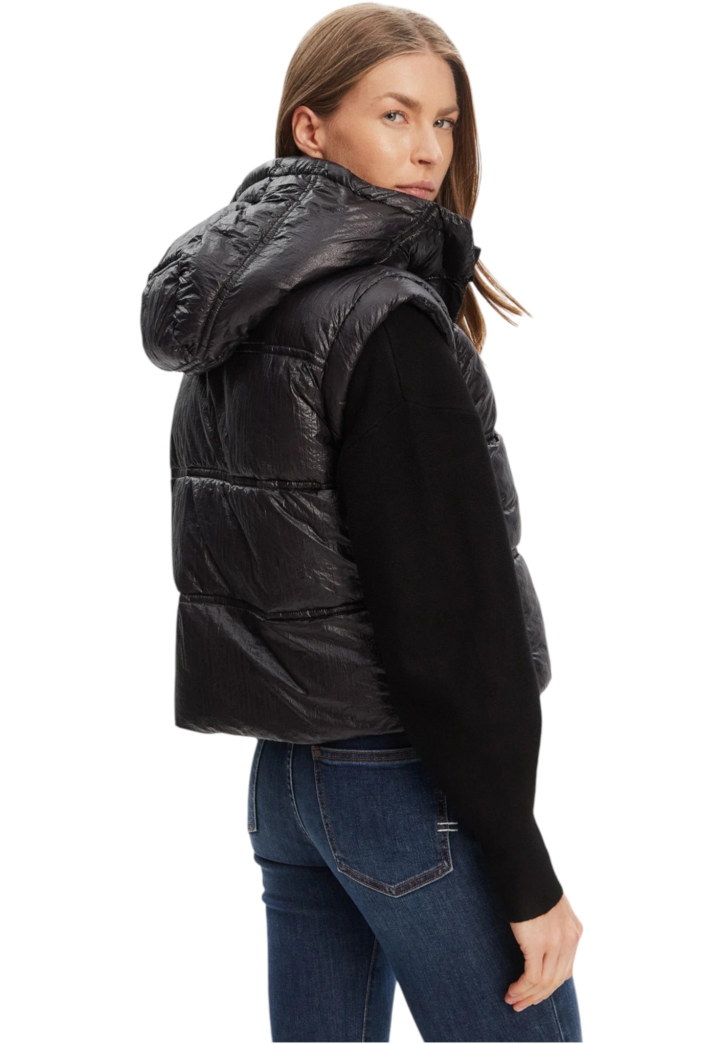 Gilet Con Cappuccio Donna Guess Crop Ernestine W5YL11WHDO2