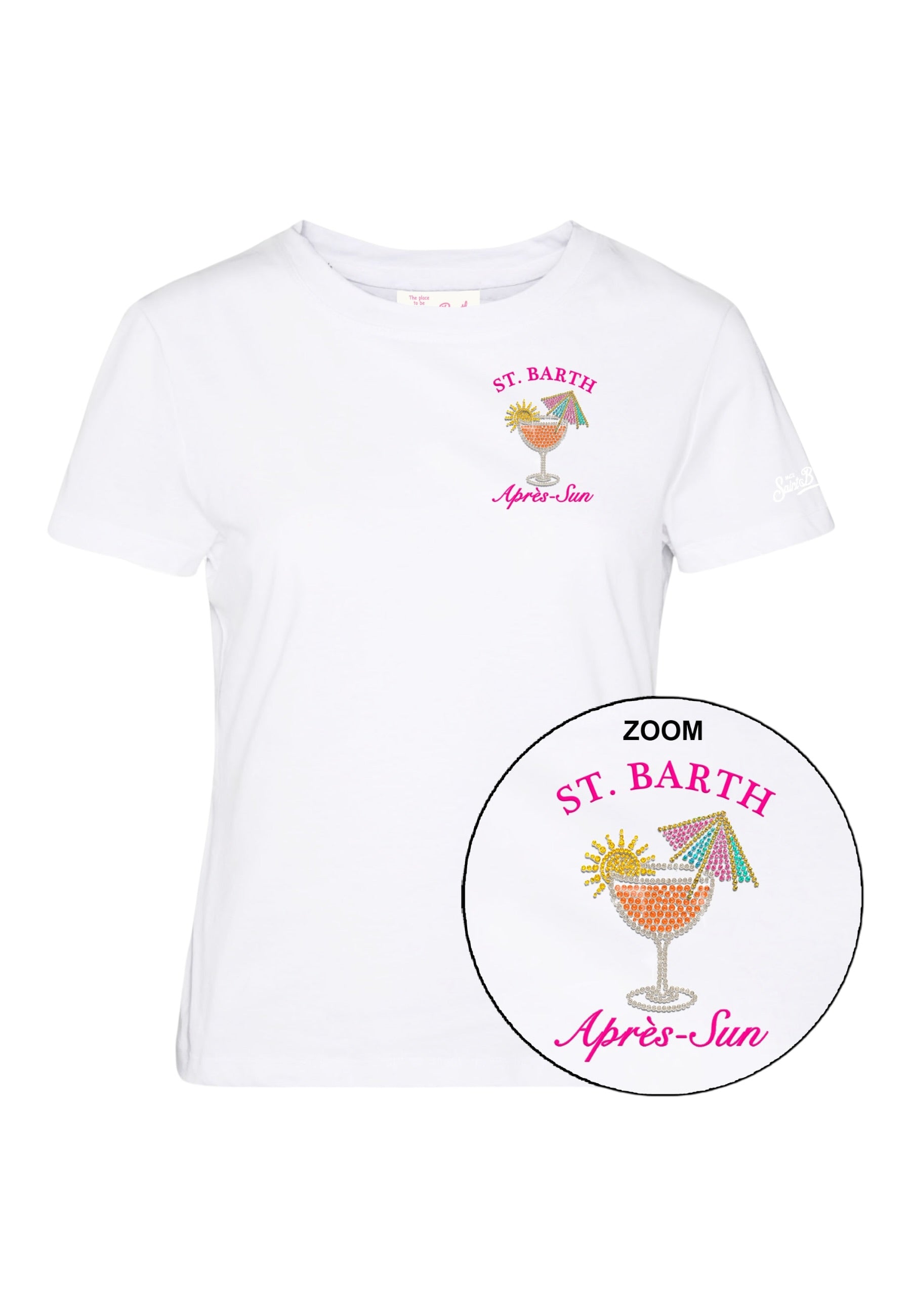 T-Shirt Manica Corta Donna Mc2 Saint Barth Apres Sun Strass Emb Emilie EMI0001