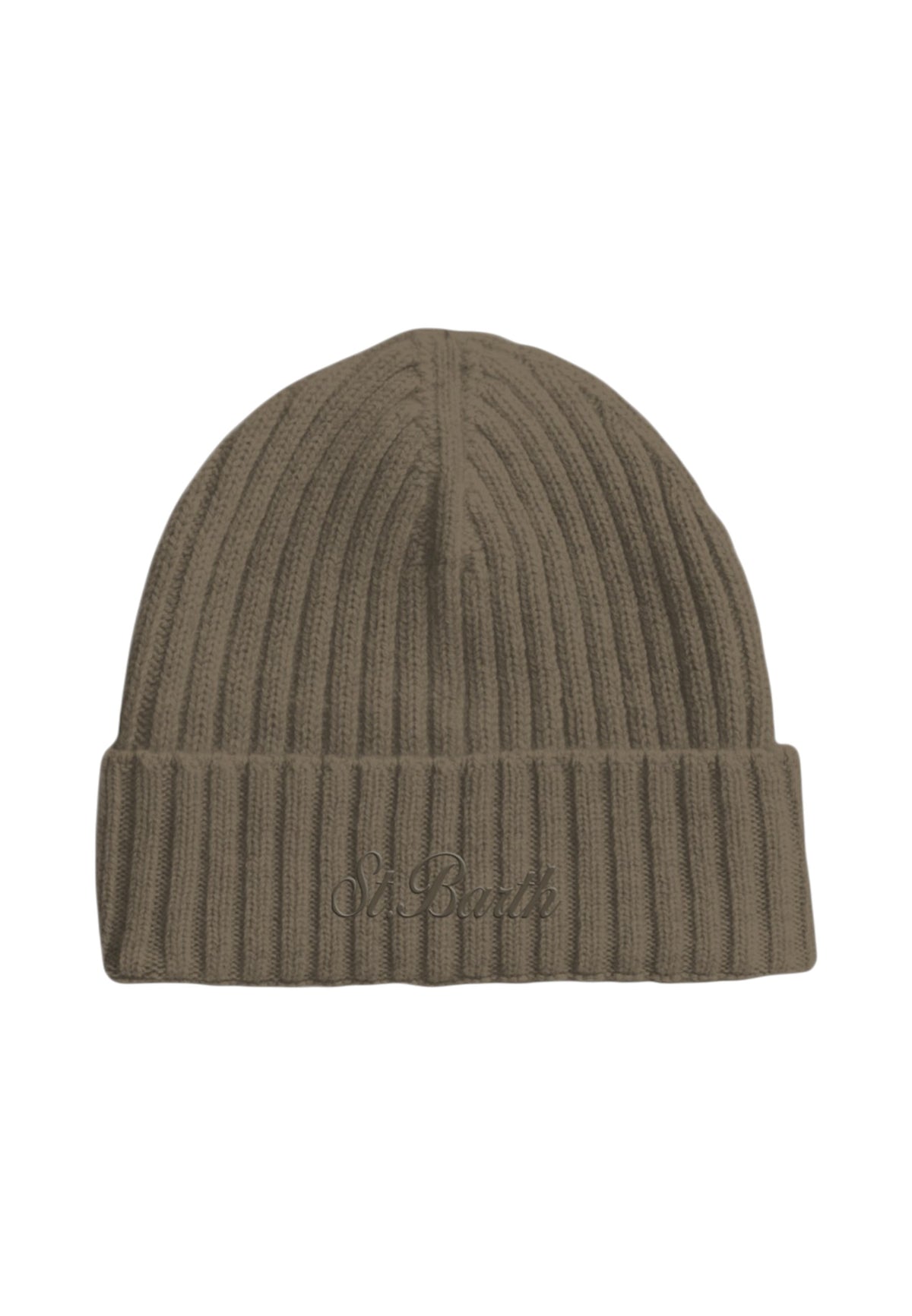 Berretto  Uomo Mc2 Saint Barth Lavorazione A Coste, Risvolto, Logo Ricamato Wengen Wool WENG027
