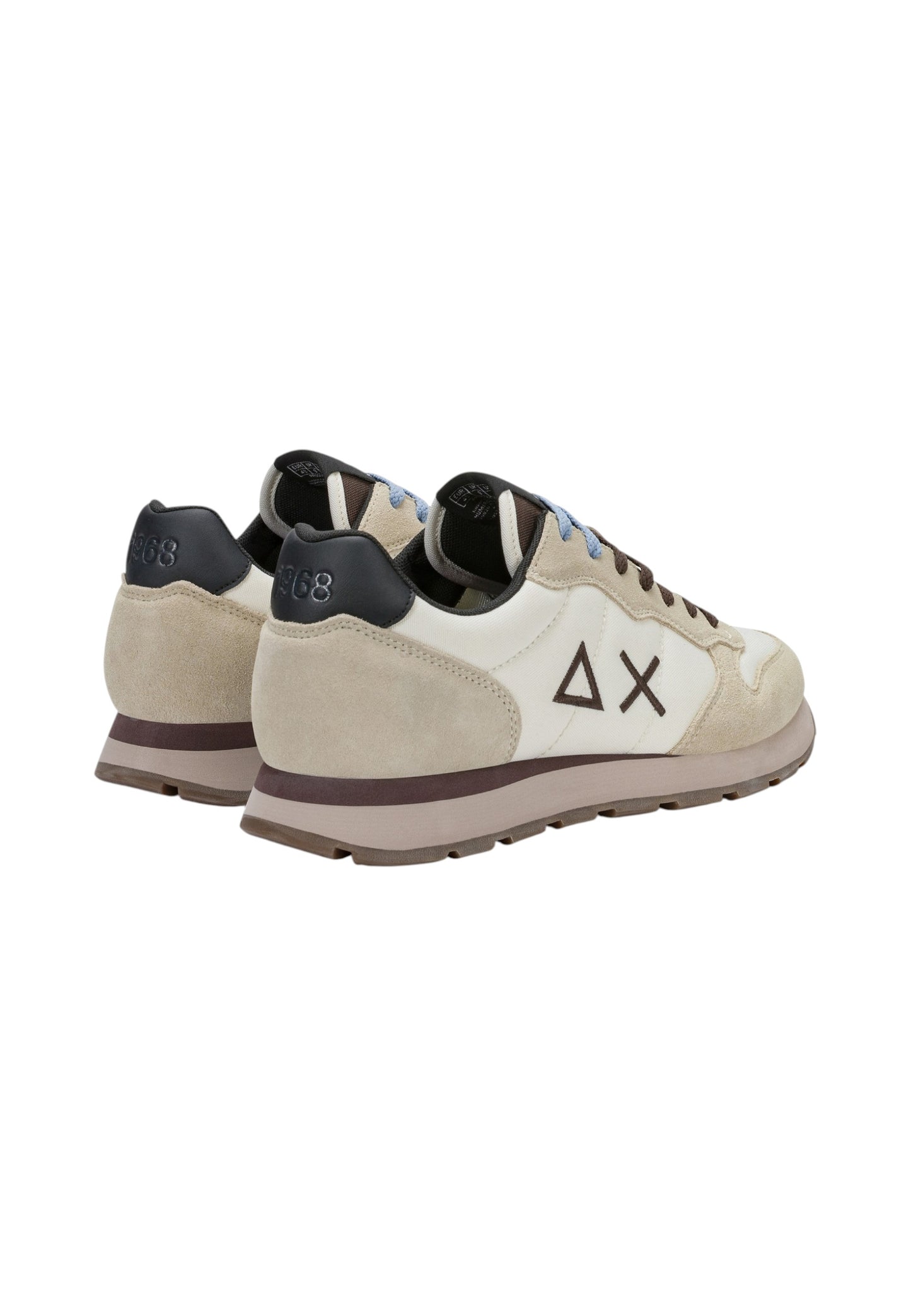 Sneakers Basse Uomo Sun68 Stile Running, Logo Ricamato, Nylon E Suede Tom Solid Z46101