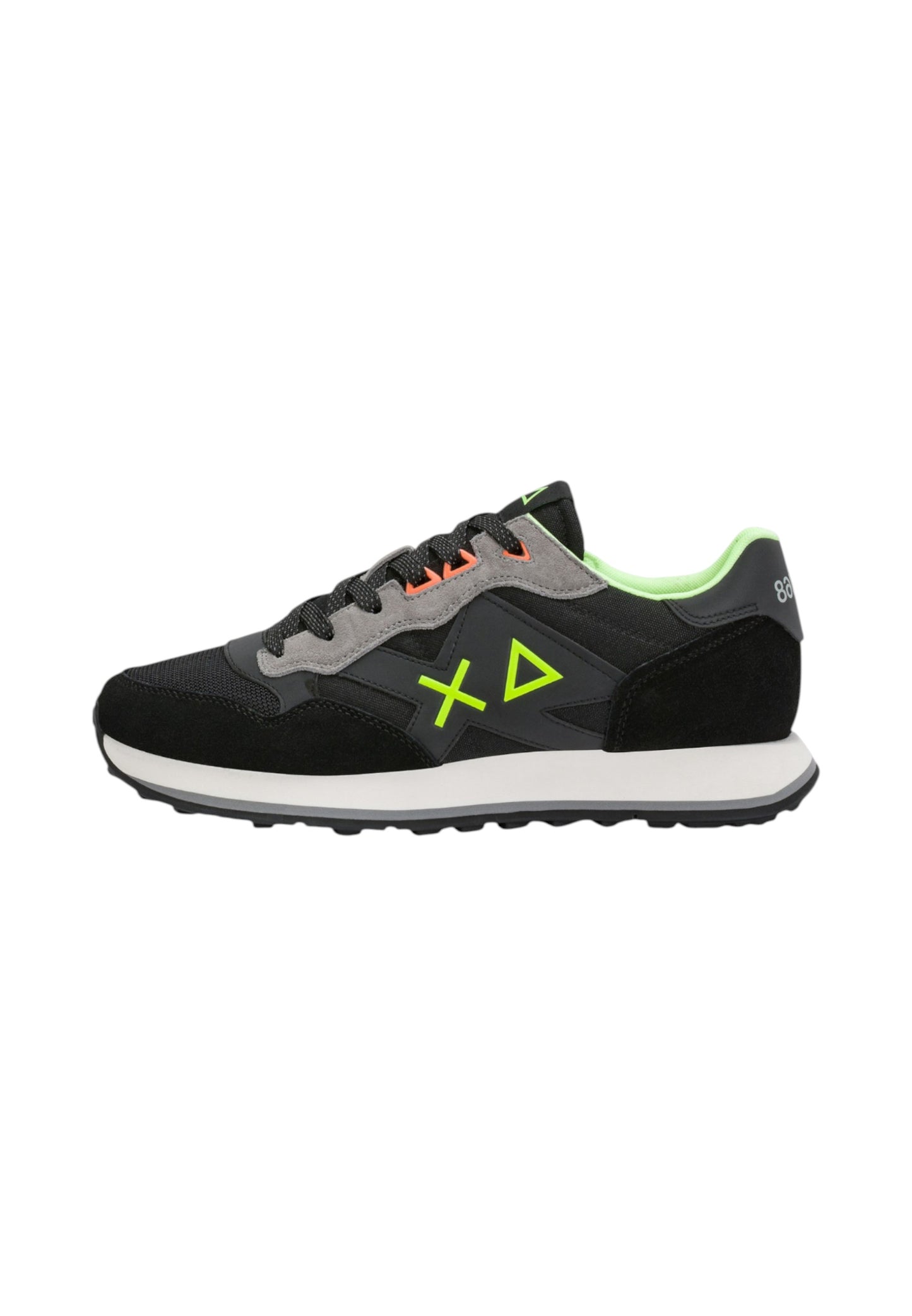 Sneakers Basse Uomo Sun68 Stile Running, Nylon E Suede, Maxi Logo, Dettagli Fluo Jaki 2.0 Fluo Z46123