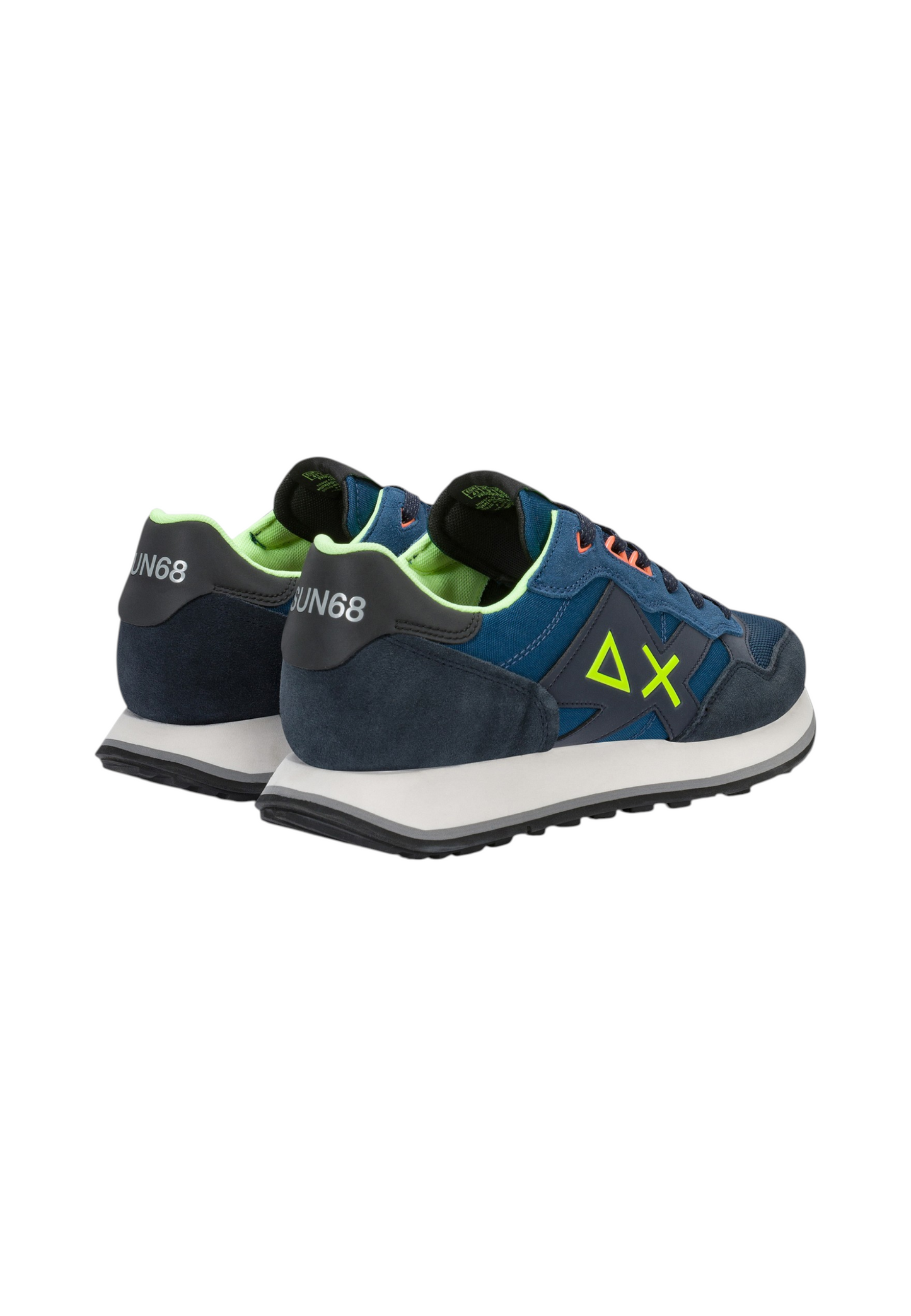 Sneakers Basse Uomo Sun68 Stile Running, Nylon E Suede, Maxi Logo, Dettagli Fluo Jaki 2.0 Fluo Z46123