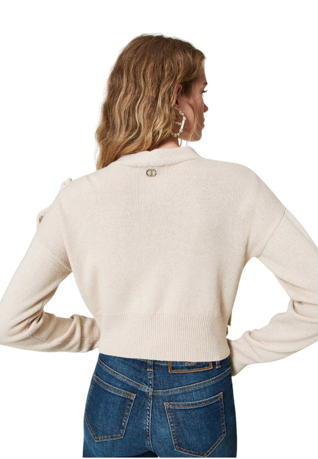 Cardigan  Donna Twinset In Maglia Con Motivo Rouches  242TP3300