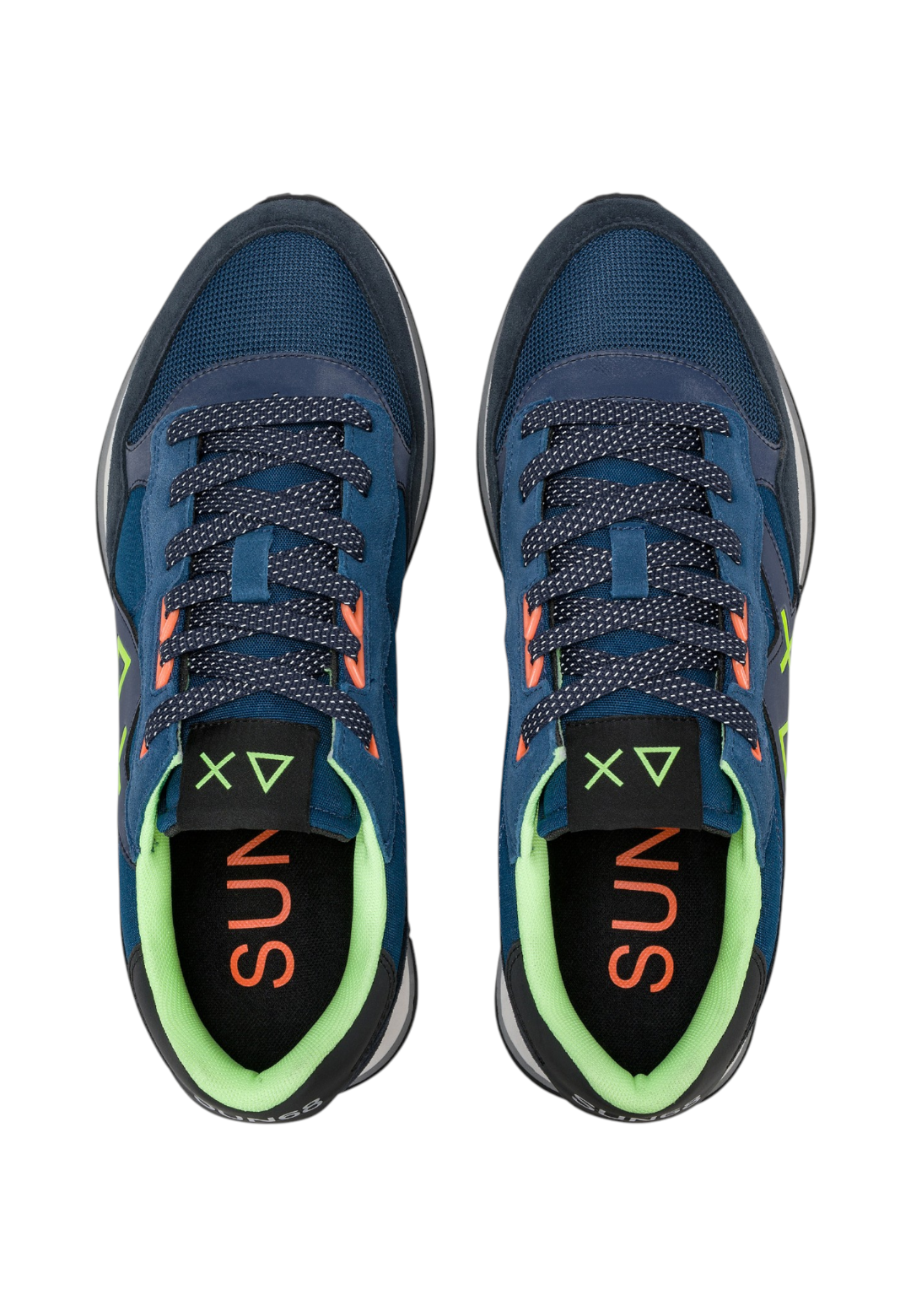 Sneakers Basse Uomo Sun68 Stile Running, Nylon E Suede, Maxi Logo, Dettagli Fluo Jaki 2.0 Fluo Z46123