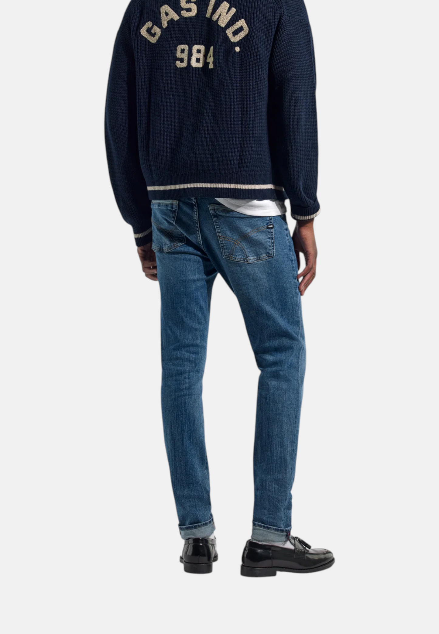 Jeans Skinny Fit Uomo Gas Stone Medium Blue + 3D Wiskers Sax Zip Plus 351598030291