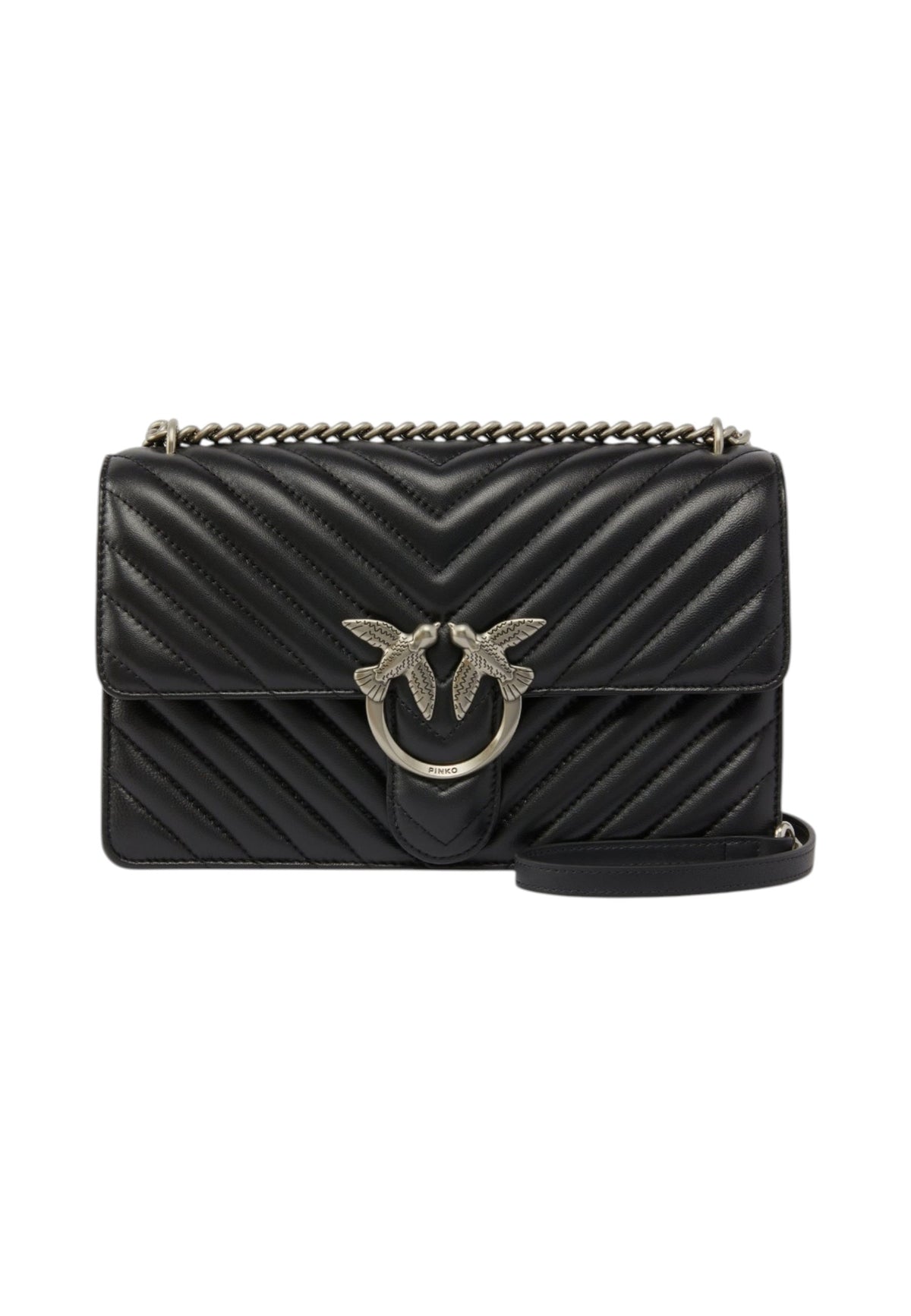 Borsa A Tracolla Donna Pinko Lavorazione Chevron, fibbia Love Birds, tracolla a catena, misure 27 x 8 x 16 cm Love One Classic Chevron 100941A0GK