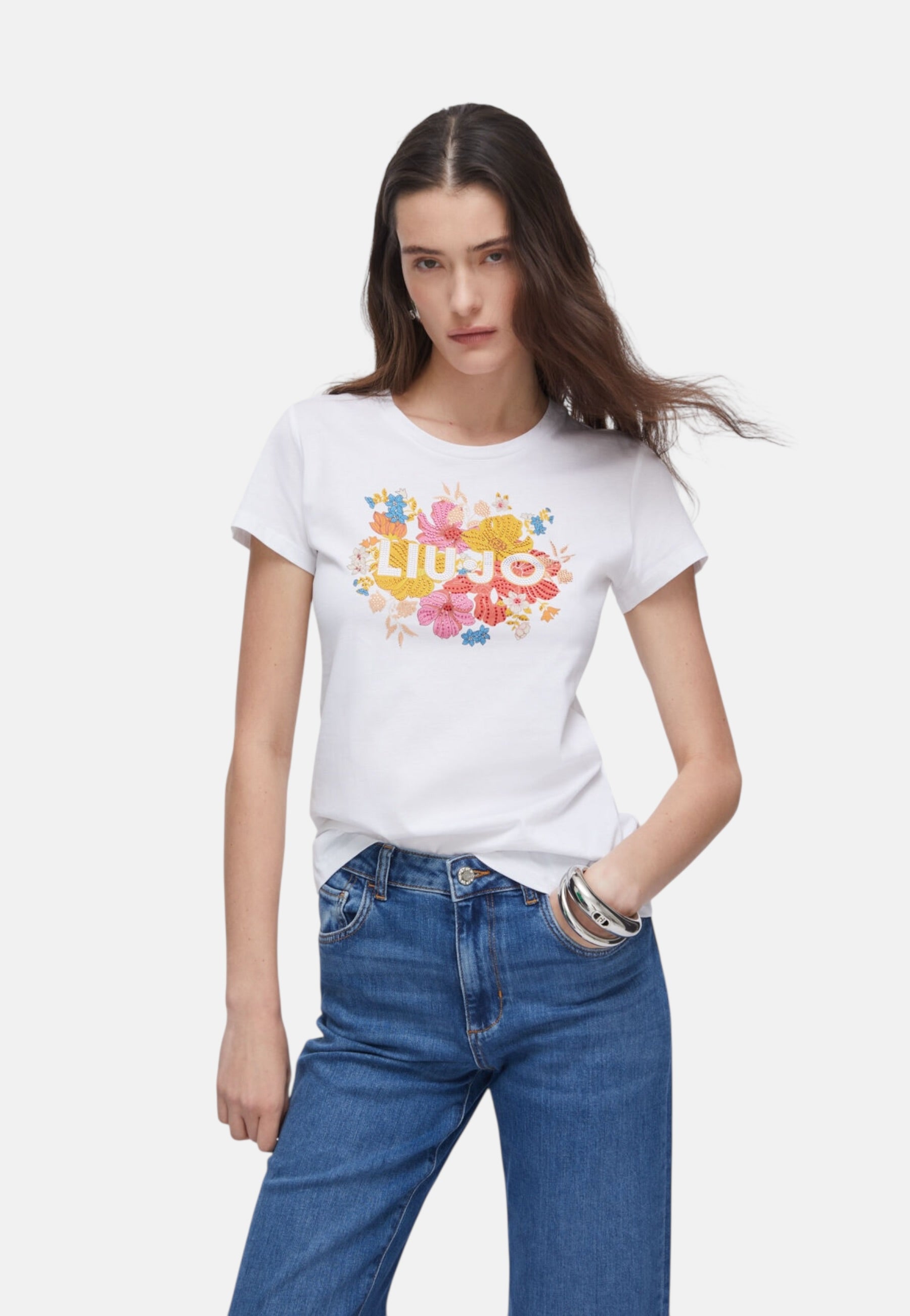 T-Shirt Manica Corta Donna Liu Jo Liujo Red Blooming Eco Line WA6493JS923