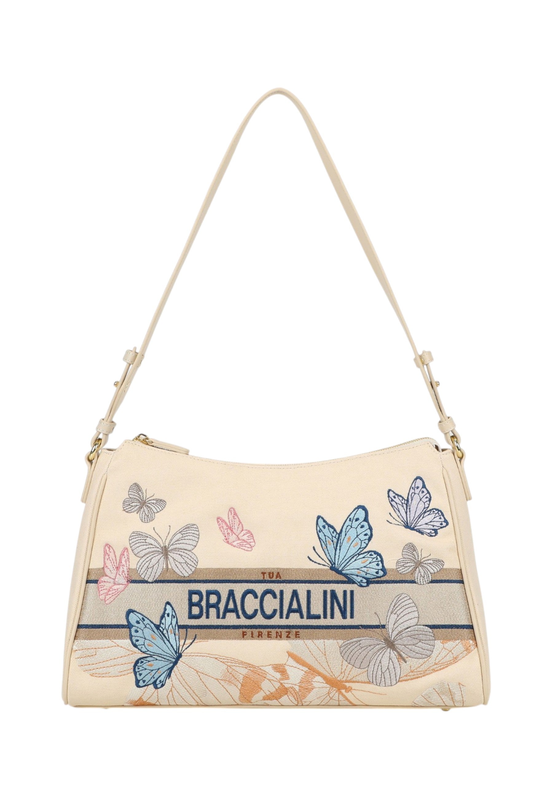 Borsa A Spalla Donna Braccialini In Tessuto Con Ricami Esclusivi Jacquard B19062TY