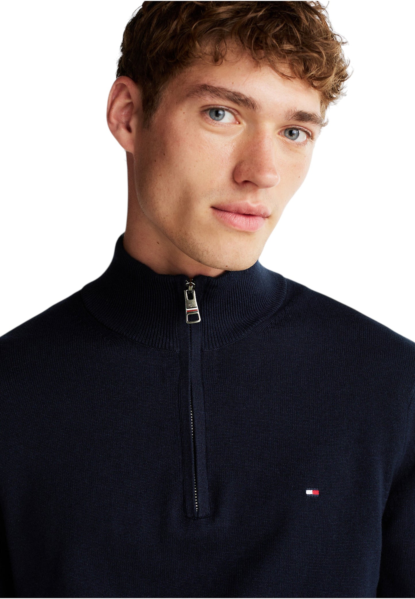 Maglione Collo Alto Uomo Tommy Hilfiger Con Mezza Zip Organic Cotton Cashmere Pima MW0MW28049