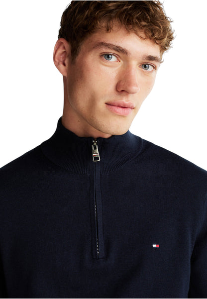 Maglione Collo Alto Uomo Tommy Hilfiger Con Mezza Zip Organic Cotton Cashmere Pima MW0MW28049