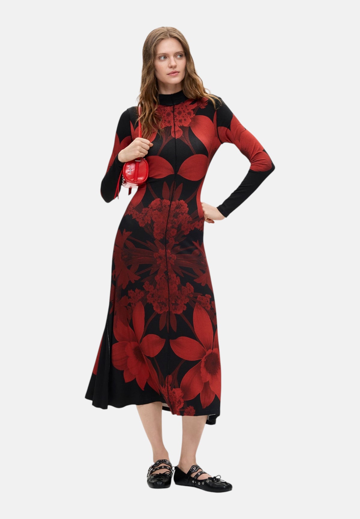 Vestito Lungo Donna Desigual Motivo geometrico, Fit regular, Manica lunga, Collo alto Atenas 26WWVK17