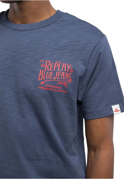 T-Shirt Manica Corta Uomo Replay In Jersey Fiammato