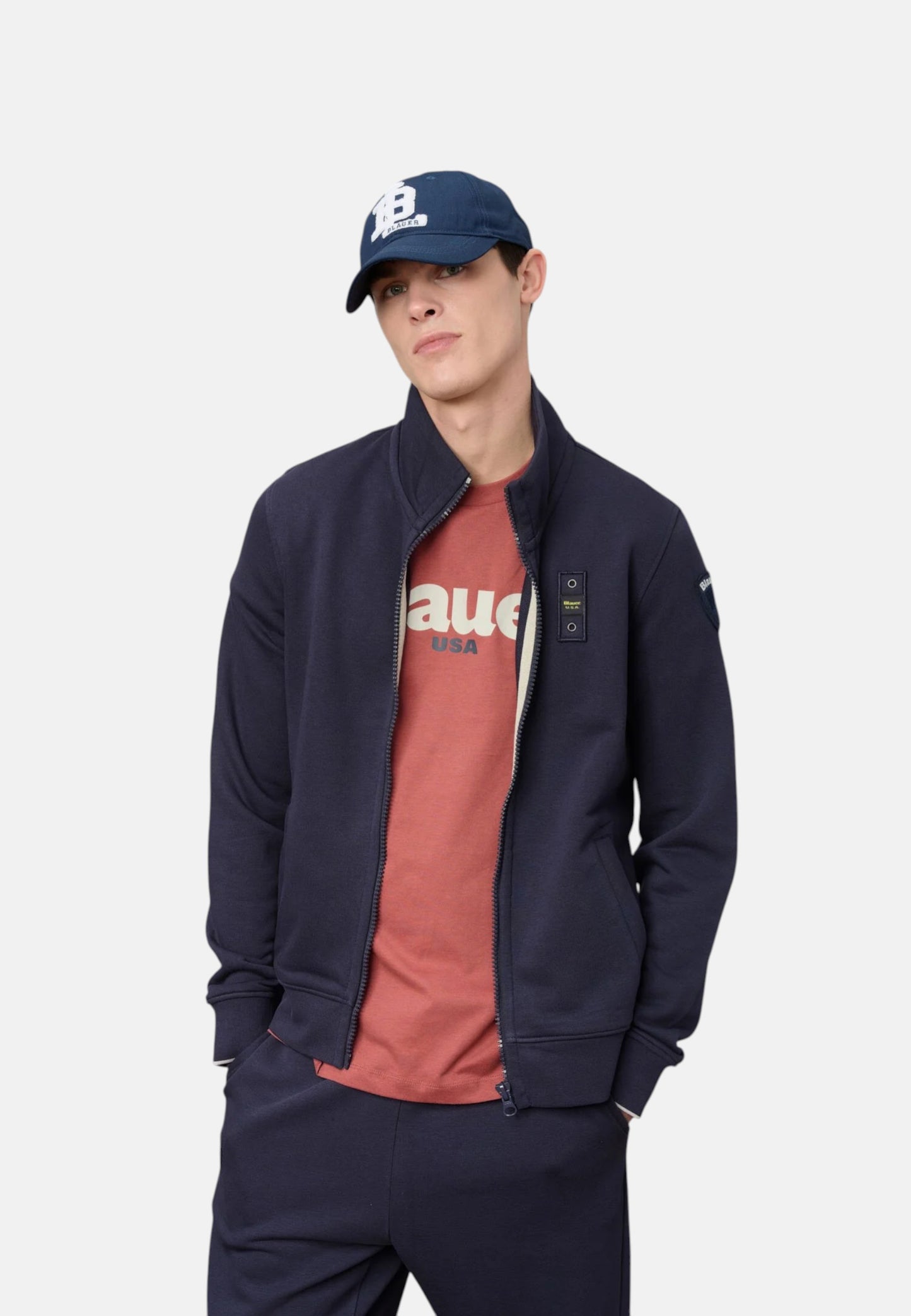 Felpa Con Zip Uomo Blauer  City New 26SBLUF01239