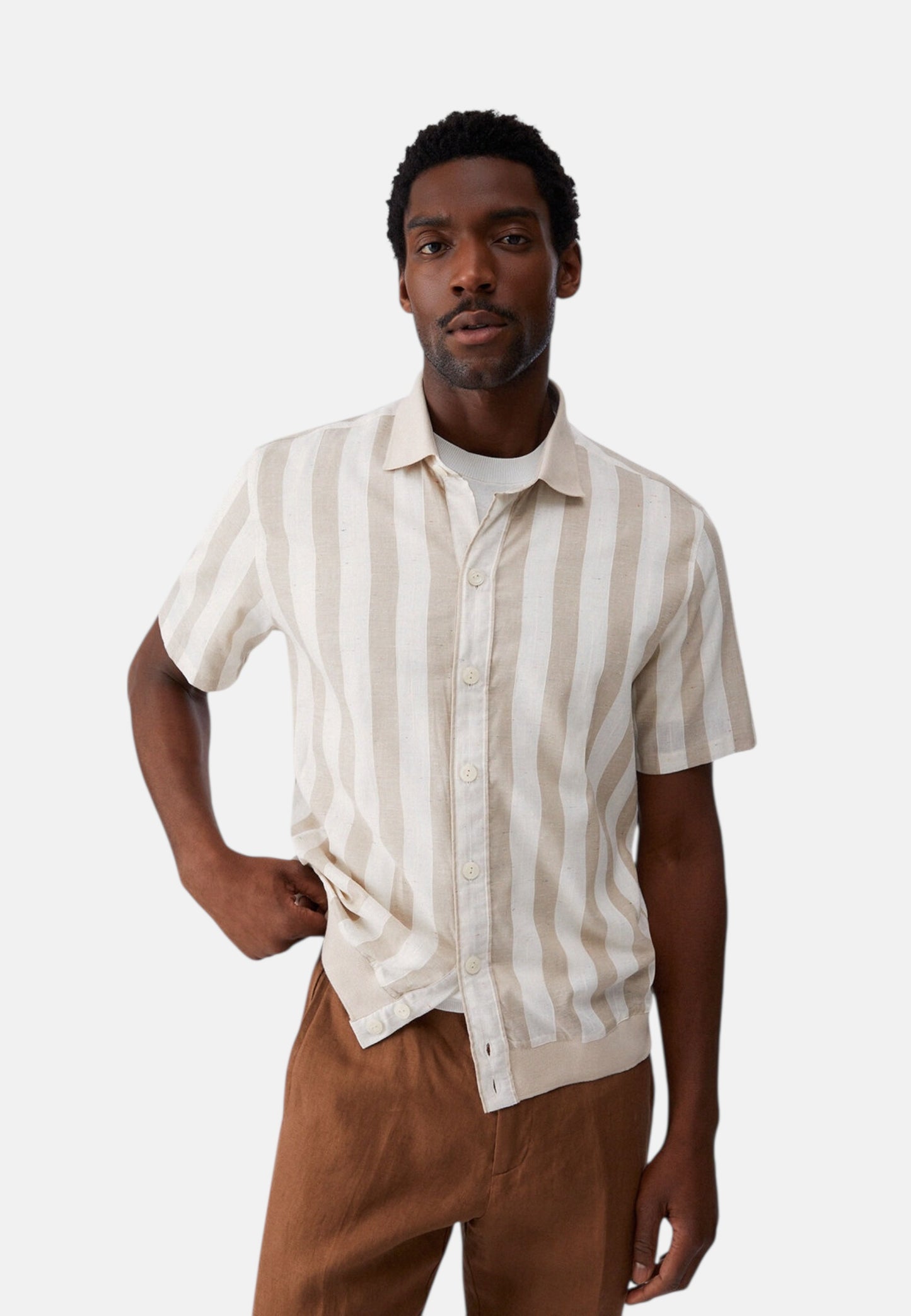 Camicia Manica Corta Uomo Liu Jo A Righe Bianco Pepe  QA6202T574A