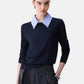 Maglia A Girocollo Donna Liu Jo Con Colletto A Camicia A Contrasto  WF6452MA16R