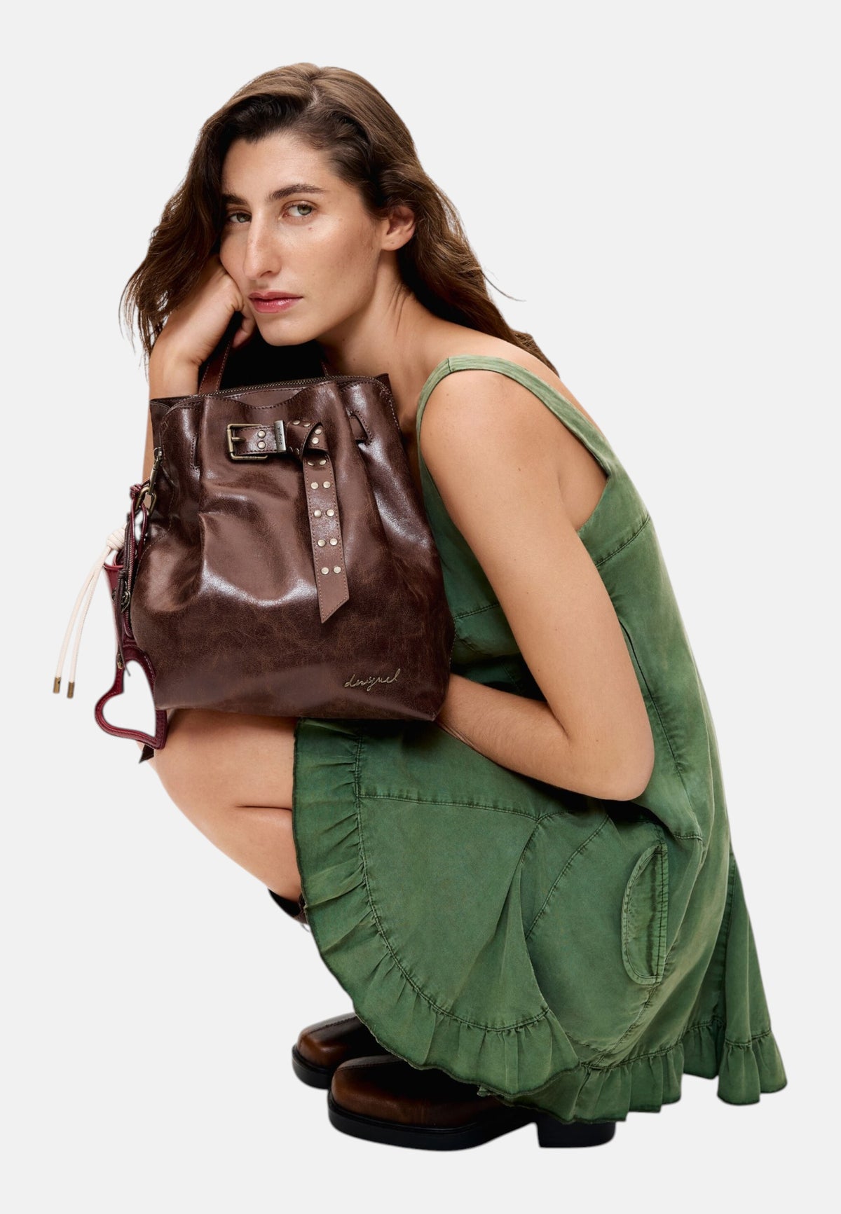 Zaino  Donna Desigual Piccolo, Effetto pelle, Con fibbia Galaxy Luena Mini Nf Choco 26WAKP12