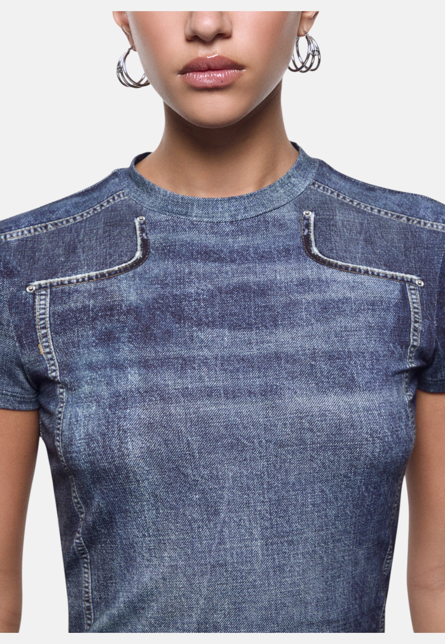 T-Shirt Manica Corta Donna Liu Jo Effetto Denim Liu Jo feat ELODIE UA6502J1624