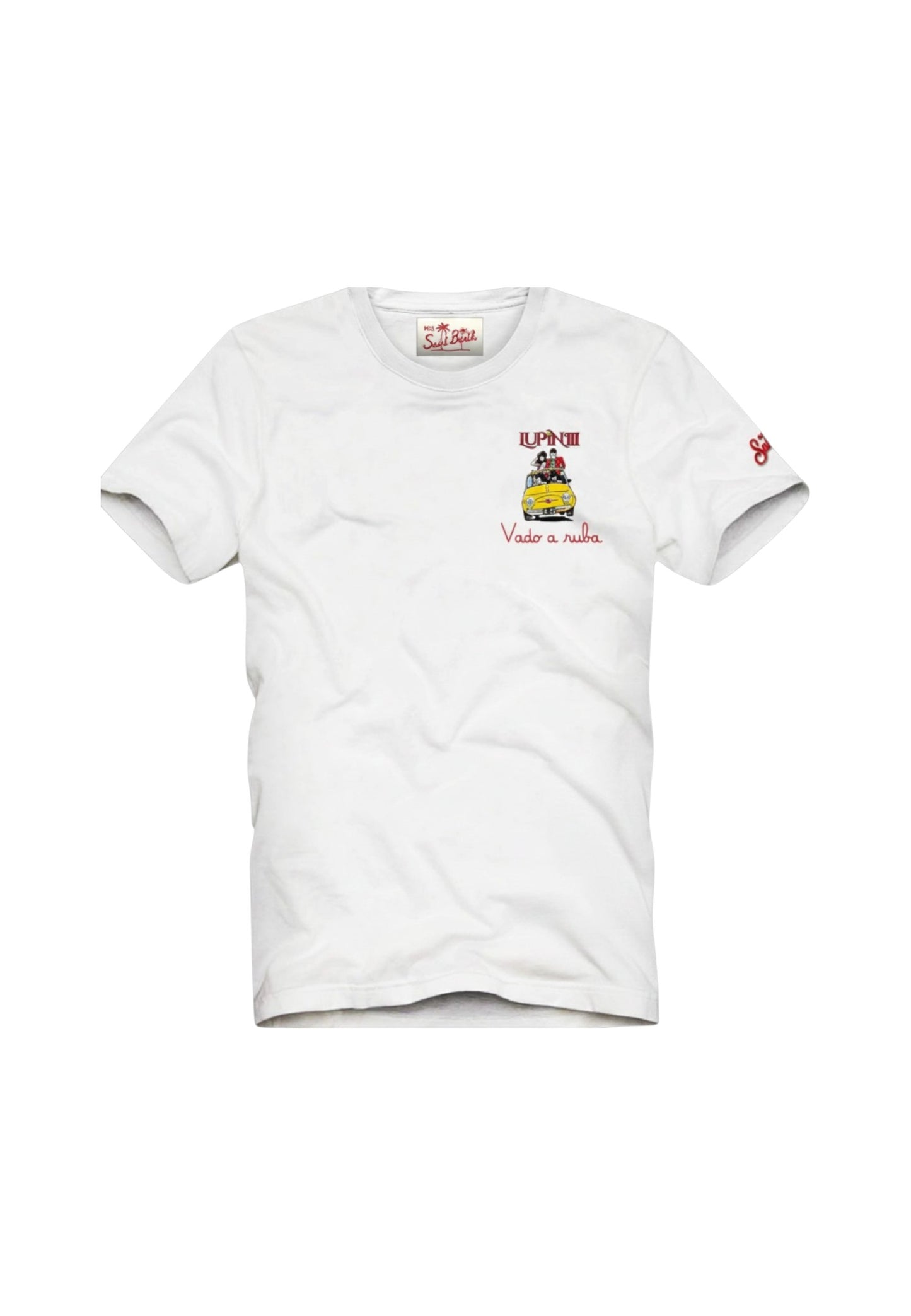 T-Shirt Manica Corta Uomo Mc2 Saint Barth Stampa E/O Ricamo Frontale Lupin Ruba Portofino POT0001