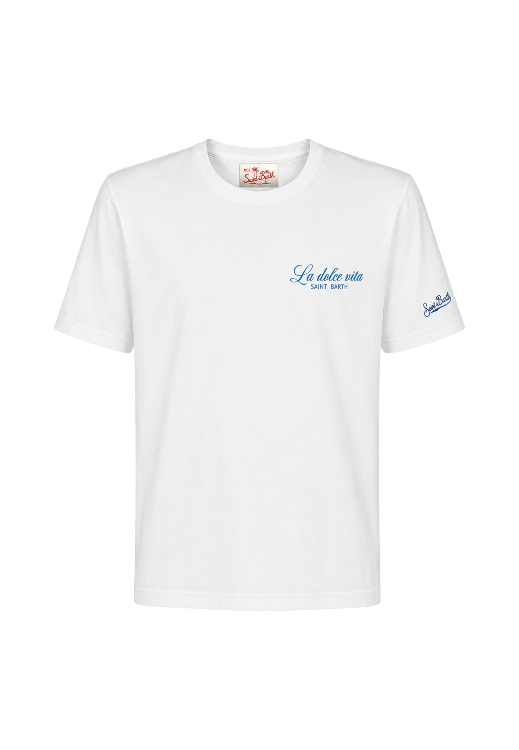 T-Shirt Manica Corta Uomo Mc2 Saint Barth Stampa/Ricamo Fronte E Retro Dolce Vita Estate Portland PRL0002