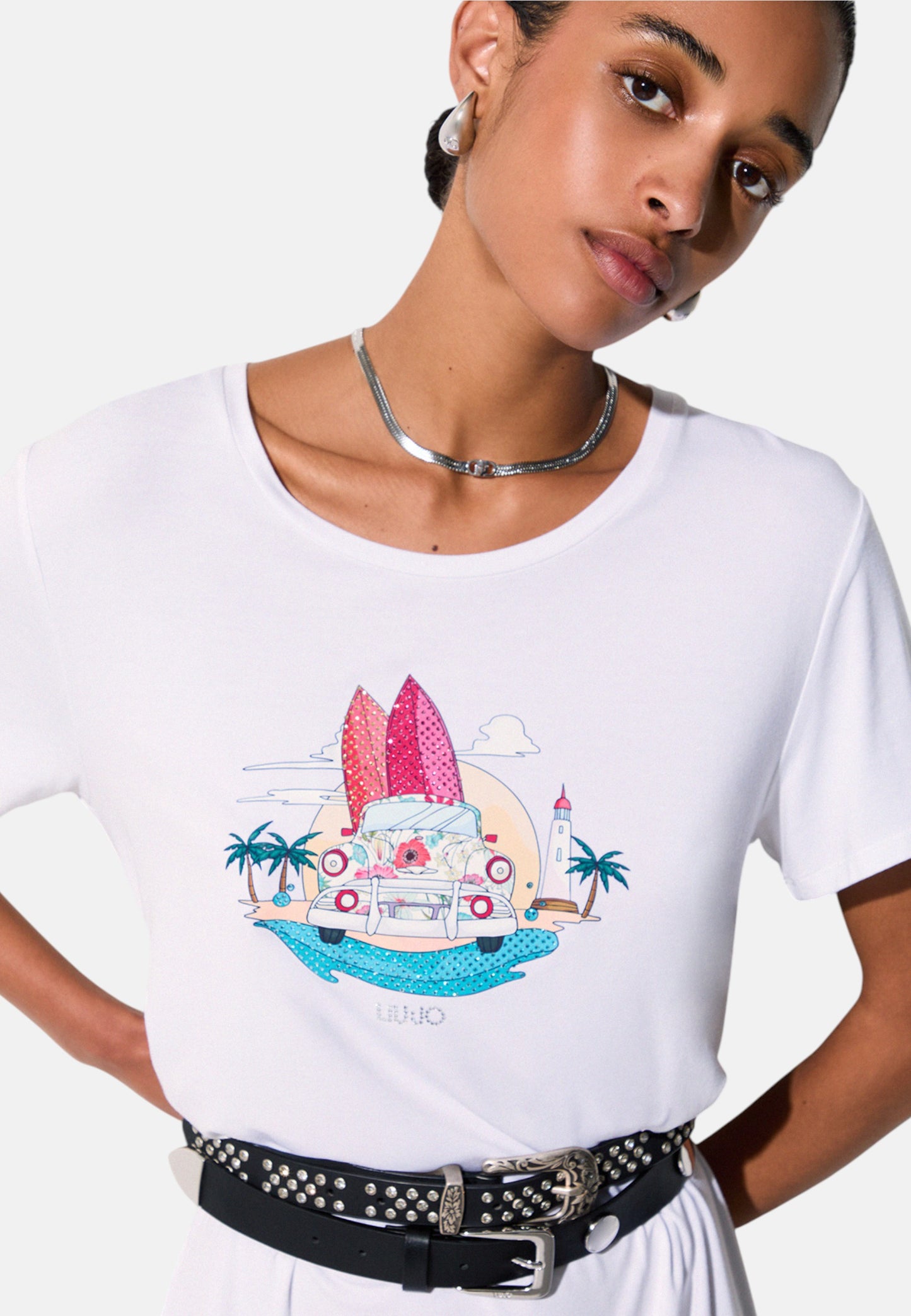 T-Shirt Manica Corta Donna Liu Jo Car Flower Eco Line VA6168JS360