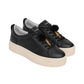 Sneakers Basse Donna Nero Giardini Tomaia in pelle, chiusura con lacci, pompon decorativo, suola platform oversize, Made in Italy  I617440D