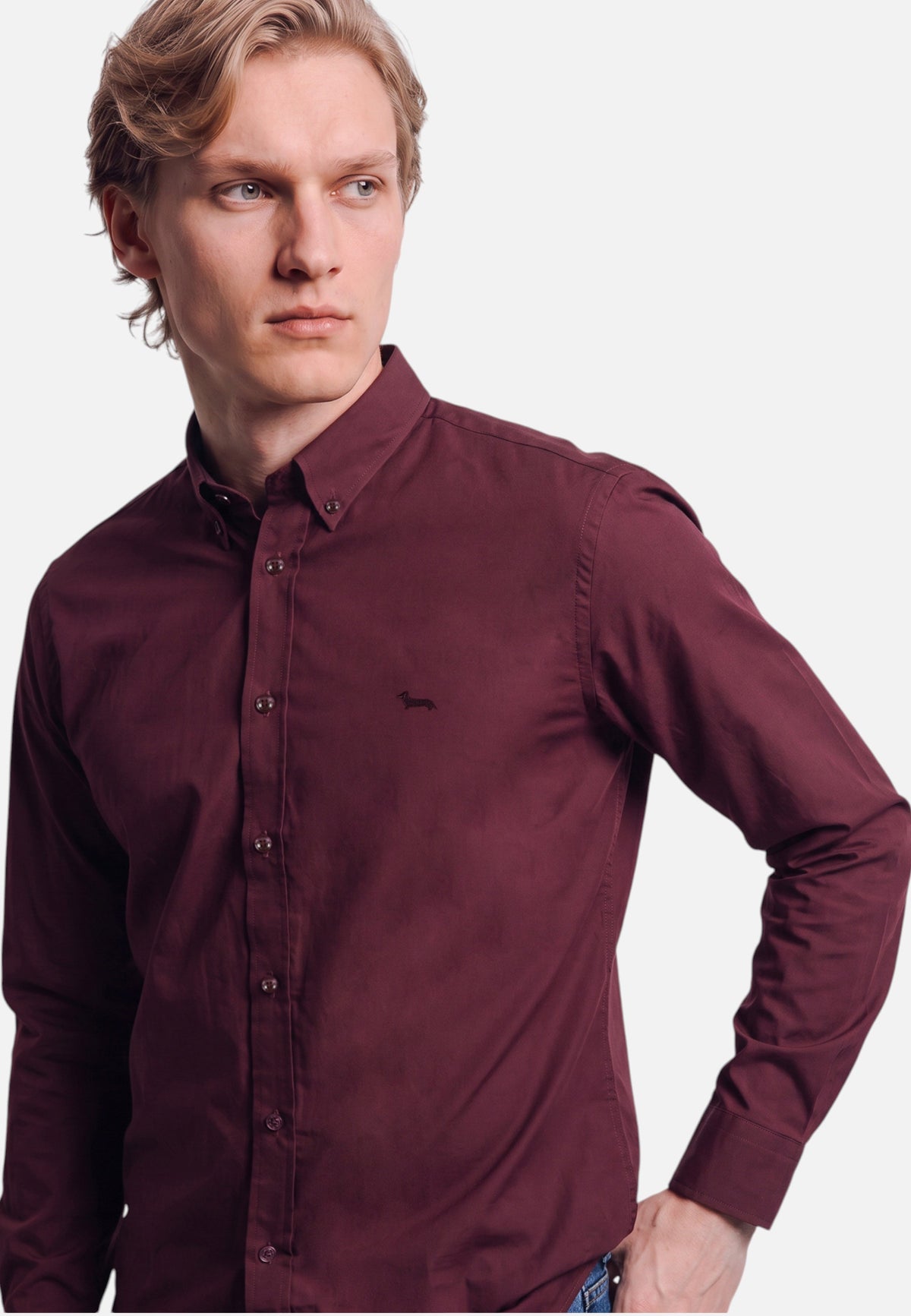 Camicia Manica lunga Uomo Harmont & Blaine Puro cotone popeline, Tessuto tinto in capo, Chiusura frontale con bottoni, Colletto classico, Logo Harmont & Blaine  CRR043013967M