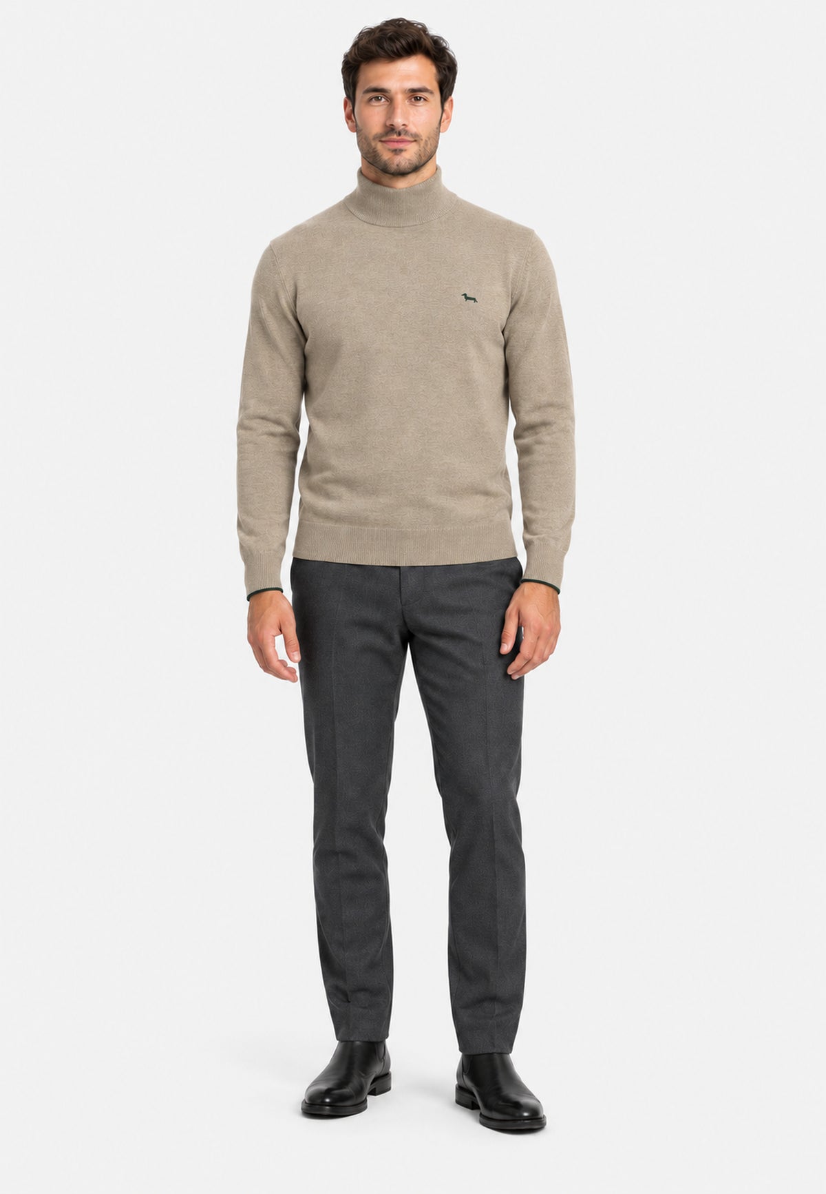 Maglione Collo Alto Uomo Harmont & Blaine Misto lana e cashmere, Collo Perkins, Dettagli a contrasto, Regular Fit, Finiture a costine, Logo Harmont & Blaine  HRR896030187