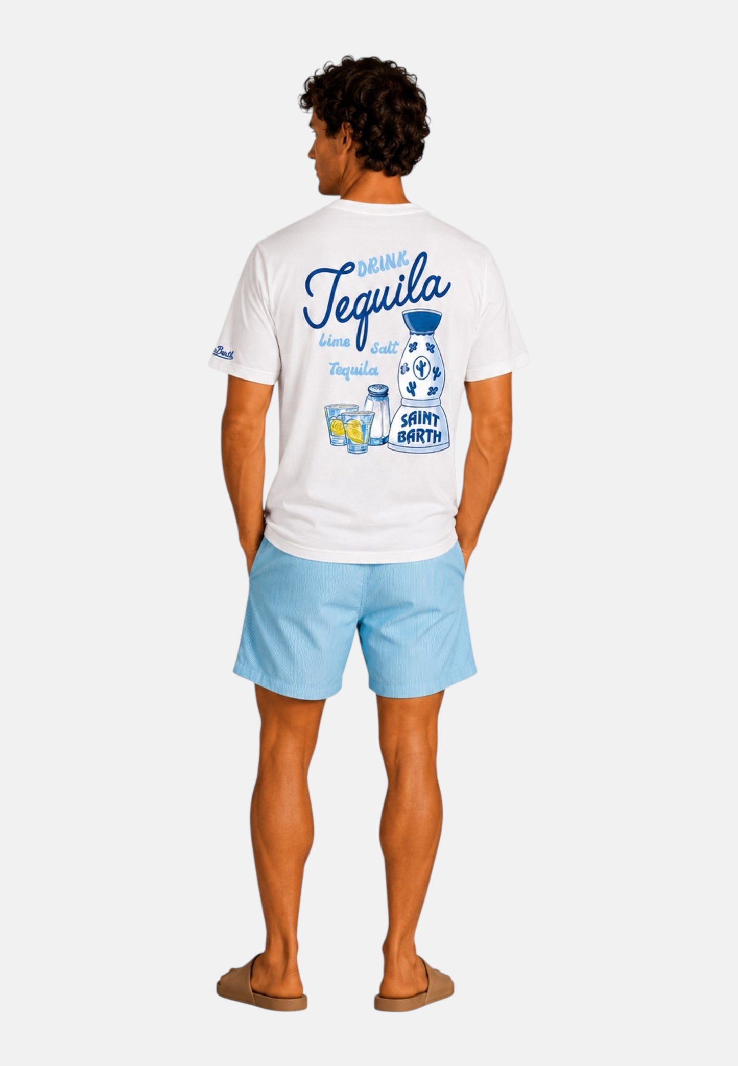 T-Shirt Manica Corta Uomo Mc2 Saint Barth Stampa/Ricamo Fronte E Retro Drink Tequila Portland PRL0002