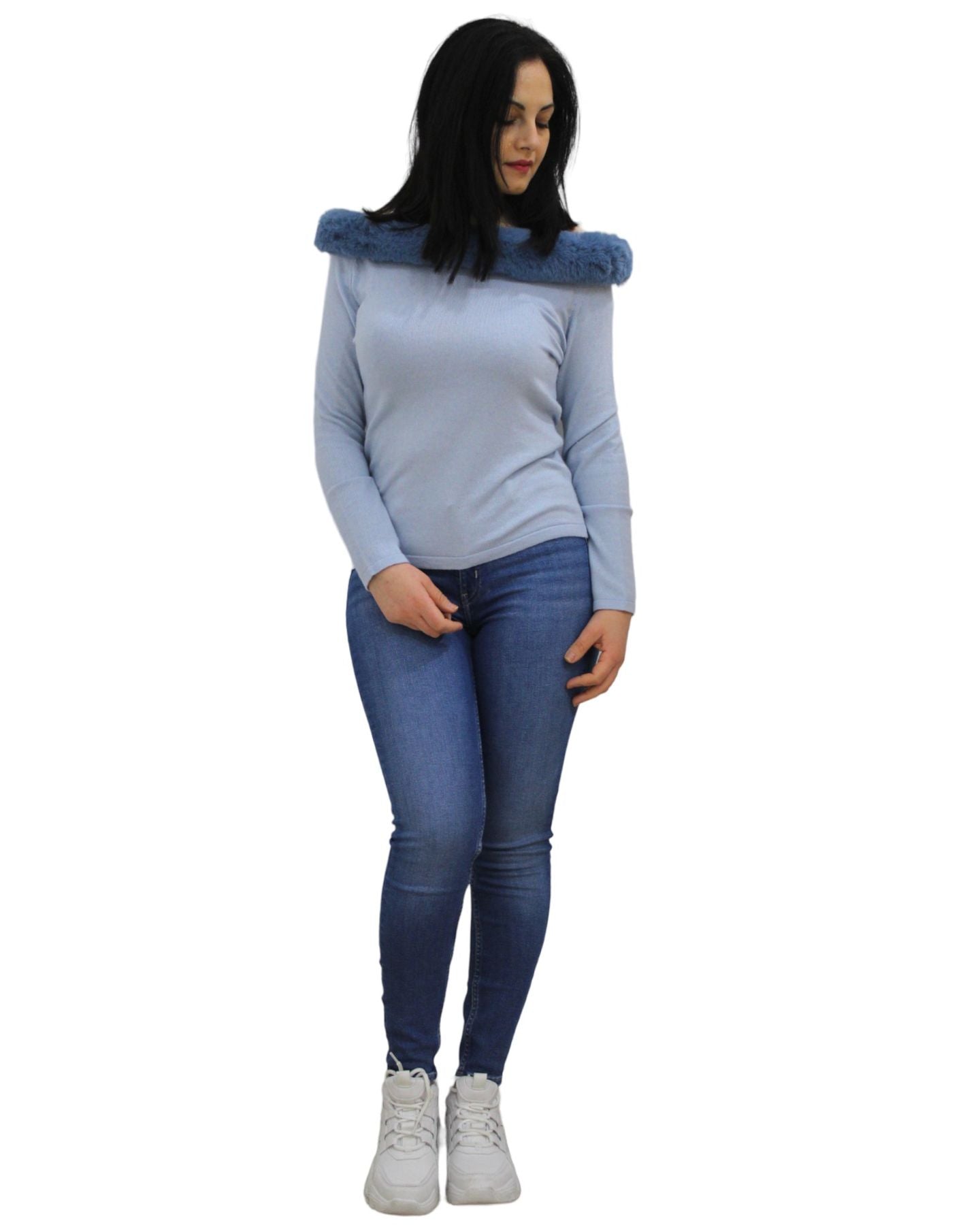 Maglione A Girocollo Donna White Wise   ESS119A