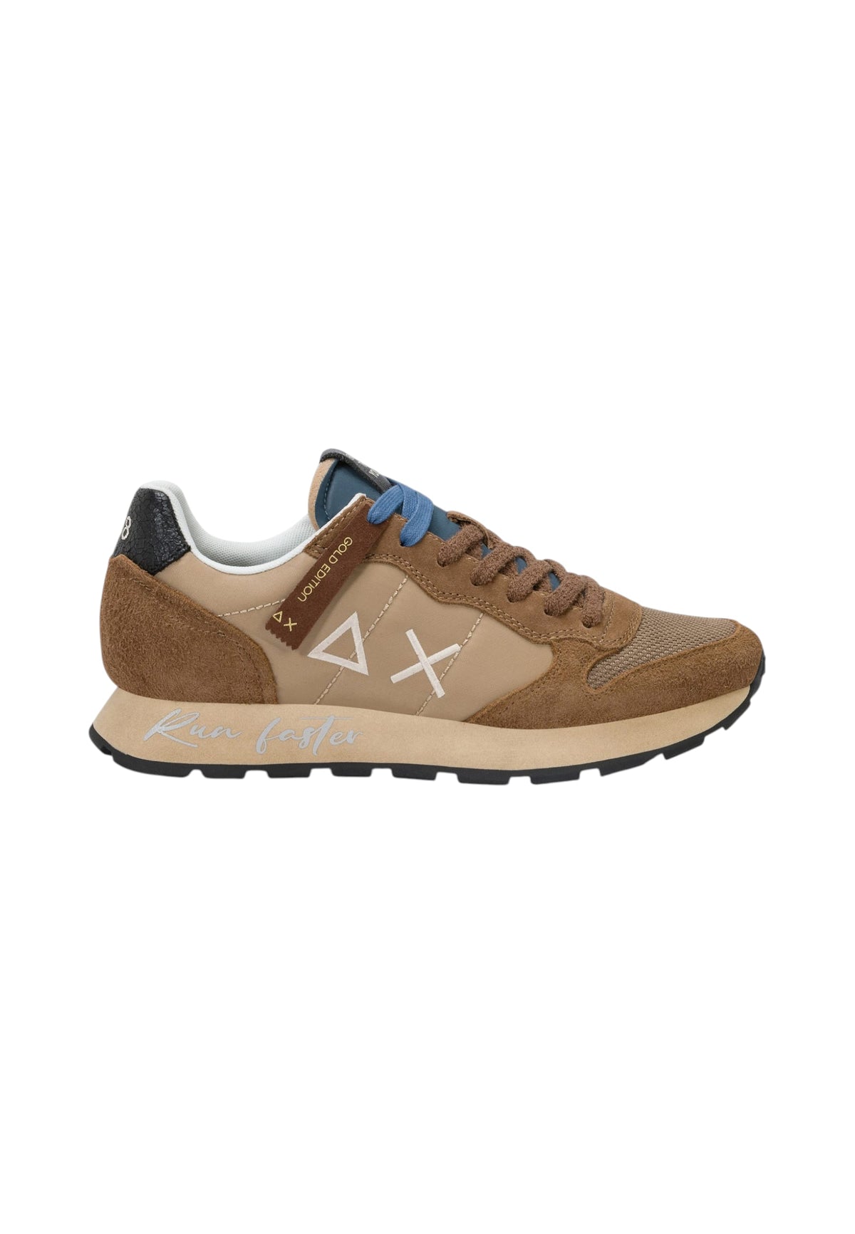 Sneakers Basse Uomo Sun68 Stile Running, Nylon E Suede, Effetto Vintage, Logo Ricamato Tom Vintage Z46105