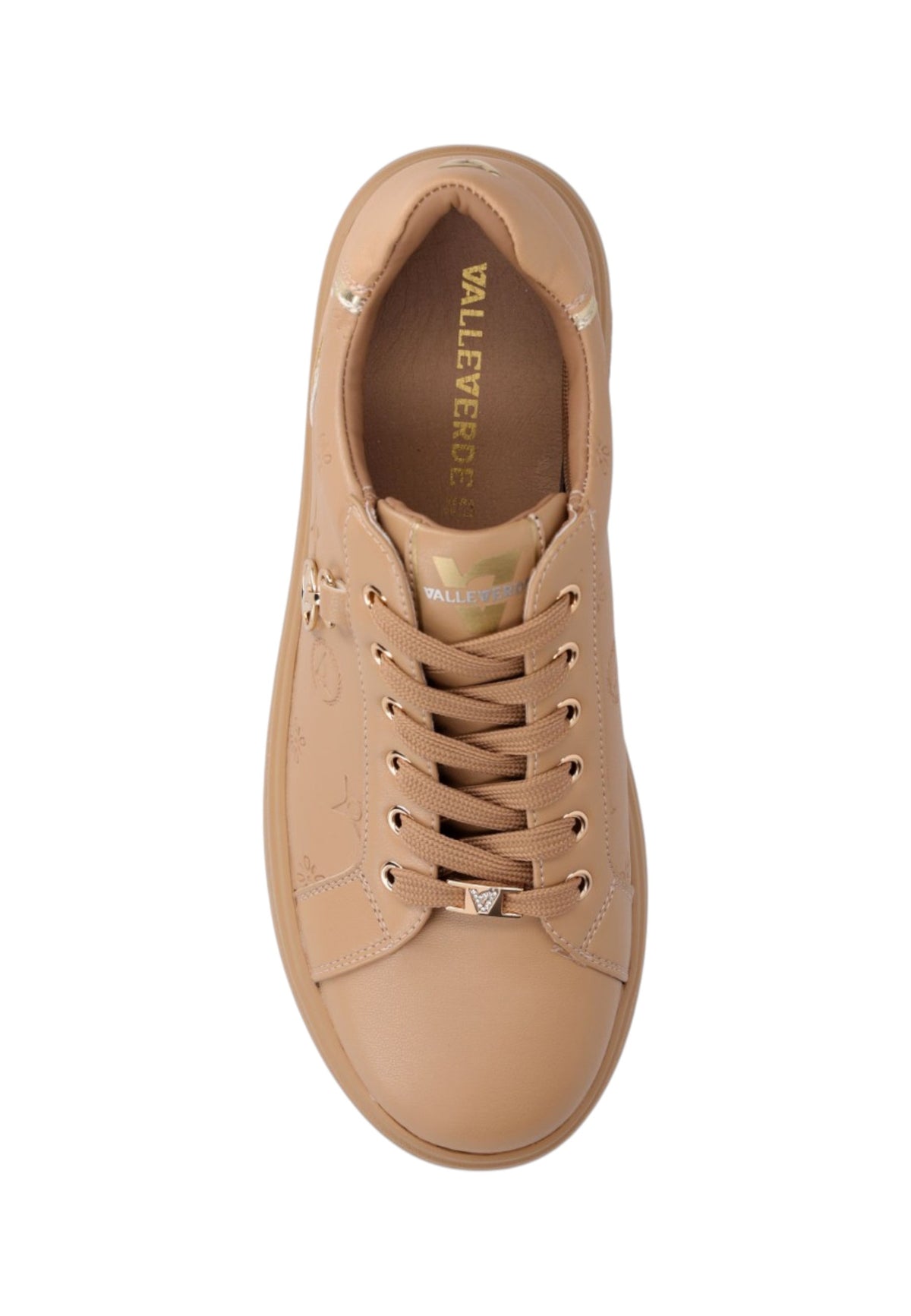 Sneakers Basse Donna Valleverde chiusura con lacci, piccoli motivi impressi sulla tomaia, ciondolo con logo, inserti a contrasto, sottopiede in pelle  35494L