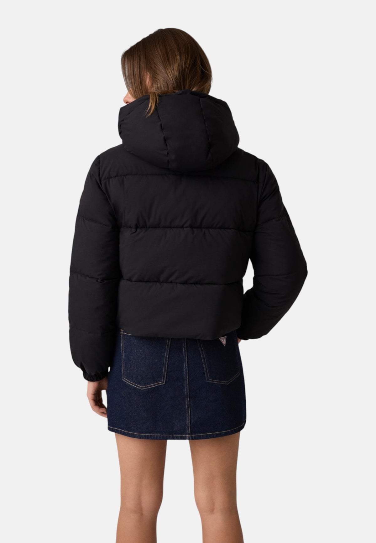 Piumino Corto Donna Guess Cropped, Imbottito, Con Cappuccio Gj W6BL25W3788