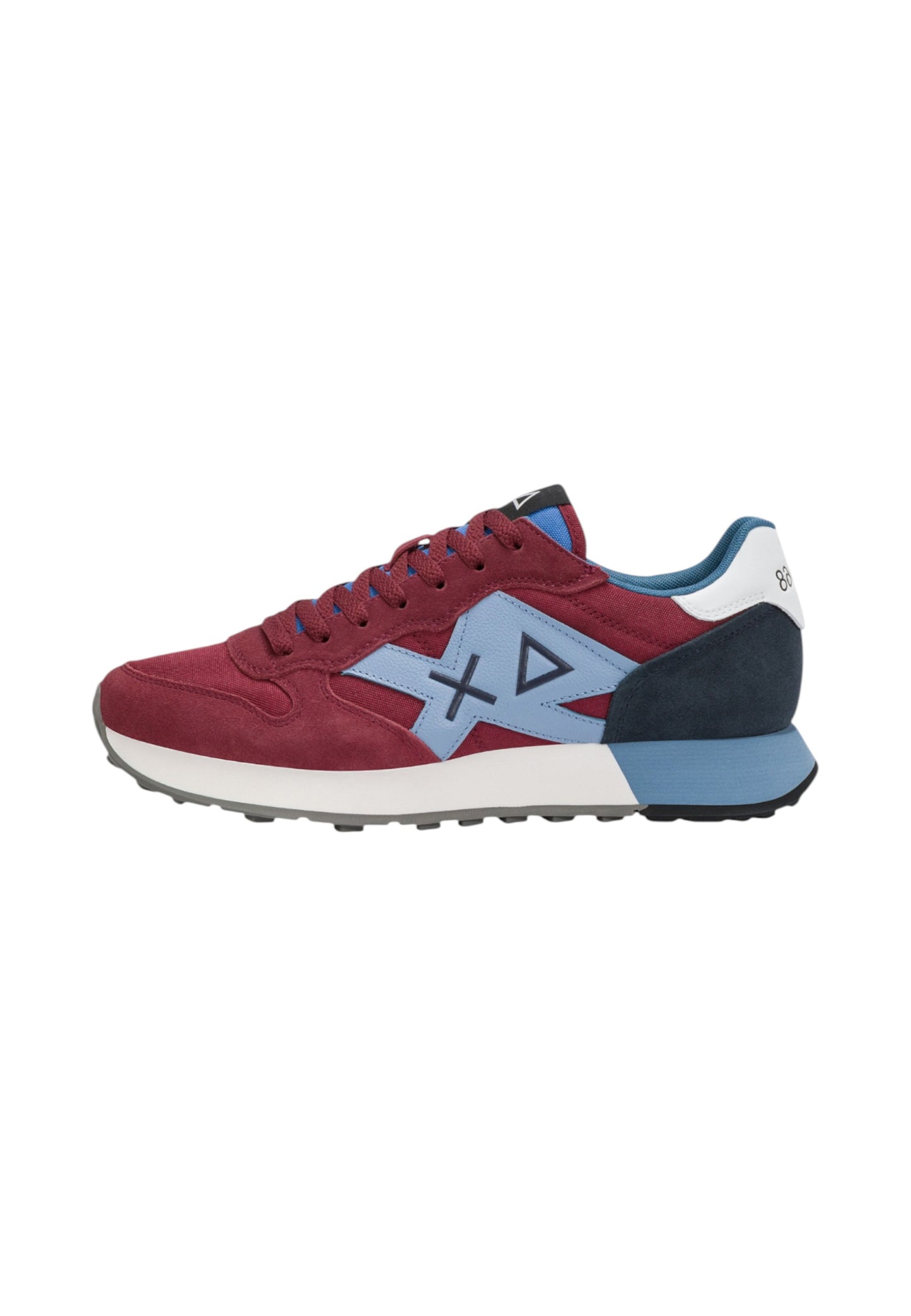 Sneakers Basse Uomo Sun68 Stile Running, Nylon E Suede, Maxi Logo Ricamato, Dettagli A Contrasto Jaki 2.0 Solid Z46121
