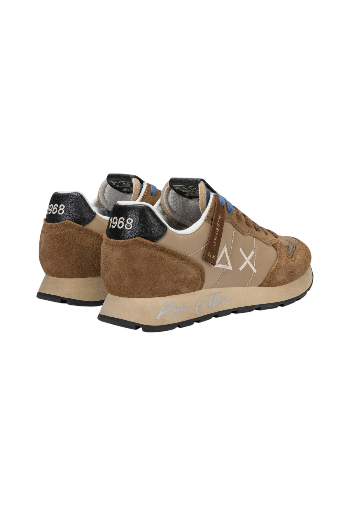 Sneakers Basse Uomo Sun68 Stile Running, Nylon E Suede, Effetto Vintage, Logo Ricamato Tom Vintage Z46105